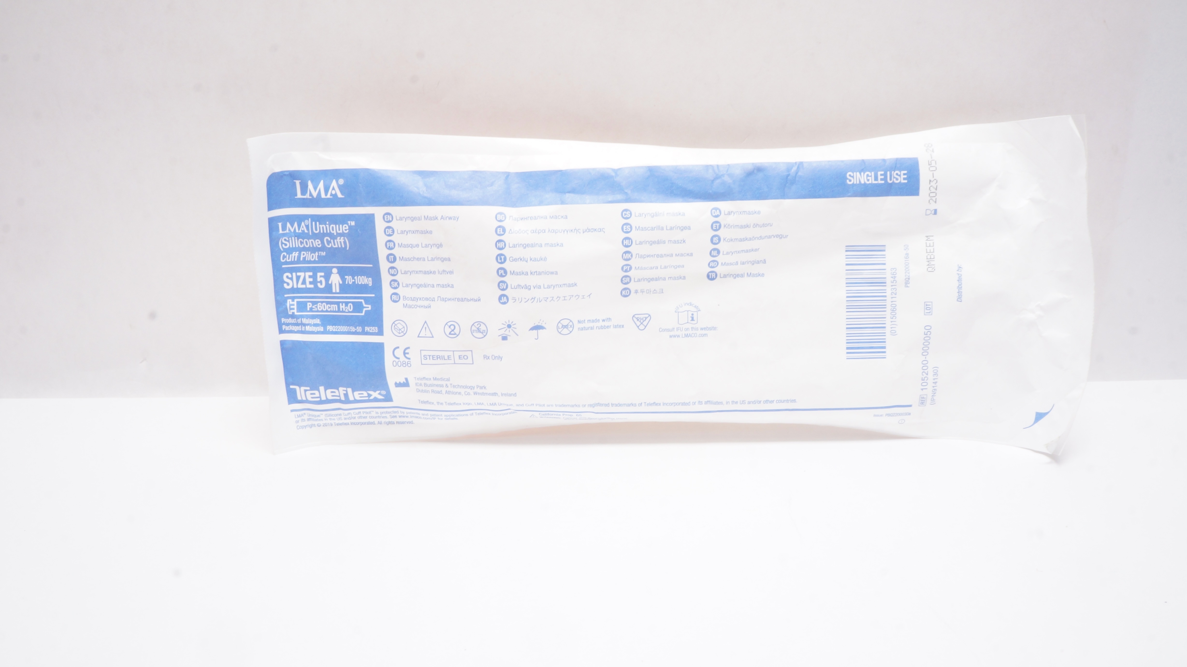 Teleflex 105200-000050 LMA Unique Laryngeal Mask Airway Size 5 70-100kg (x)