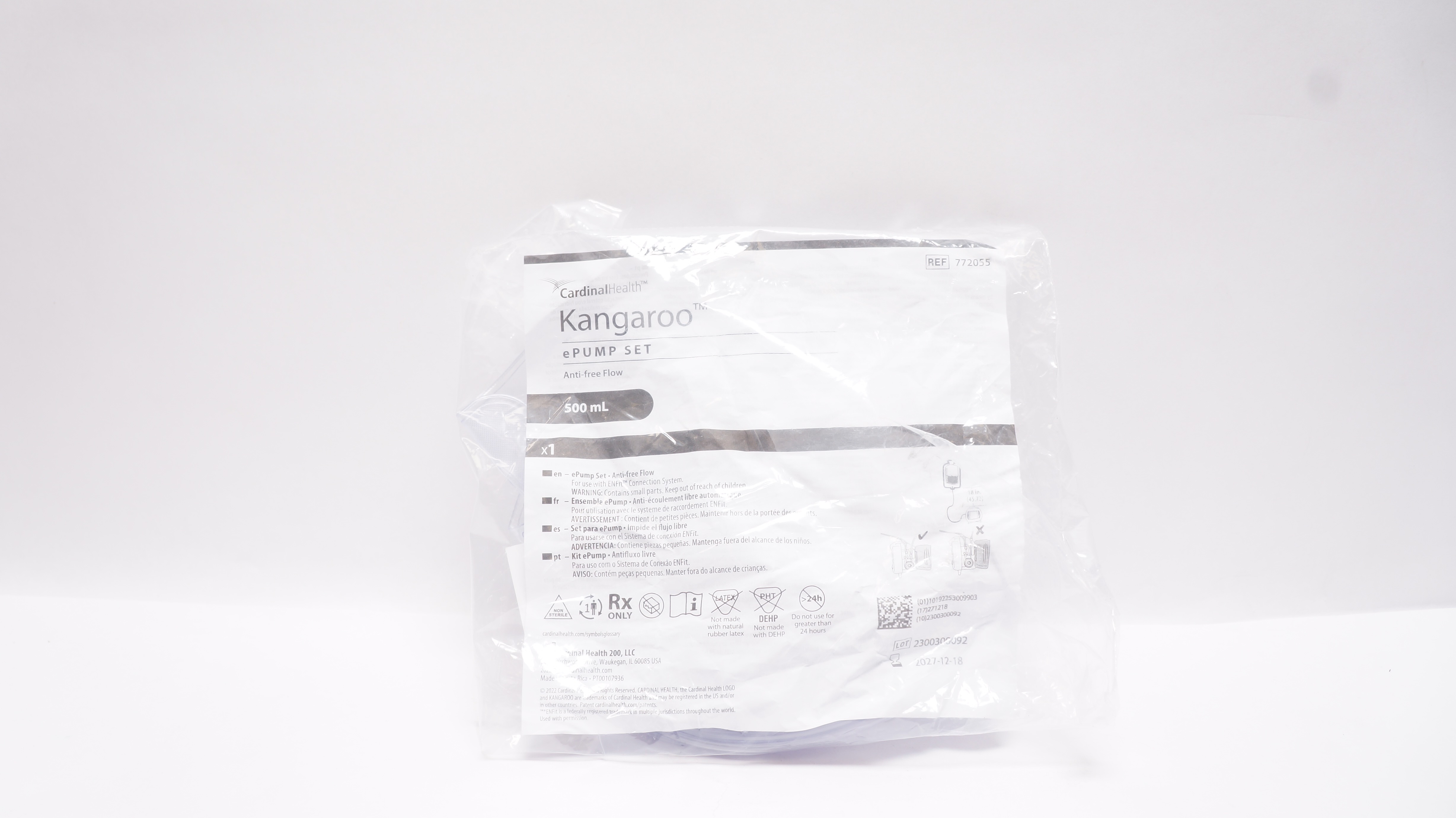 Covidien 772055 Kangaroo Epump Set Anti-Free Flow 500mL