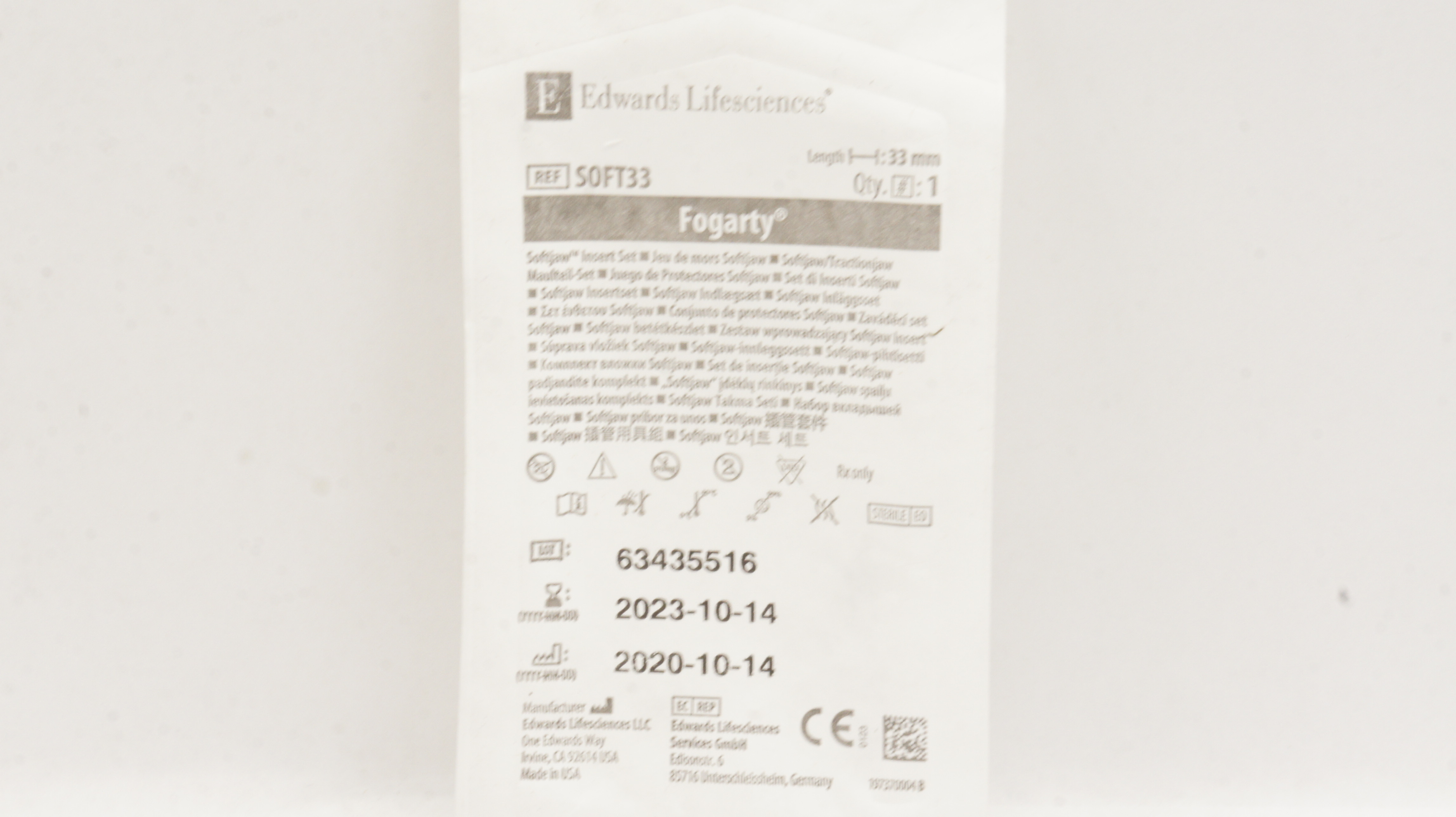 Edwards Lifesciences SOFT33 Fogarty Softjaw Insert Set 33mm