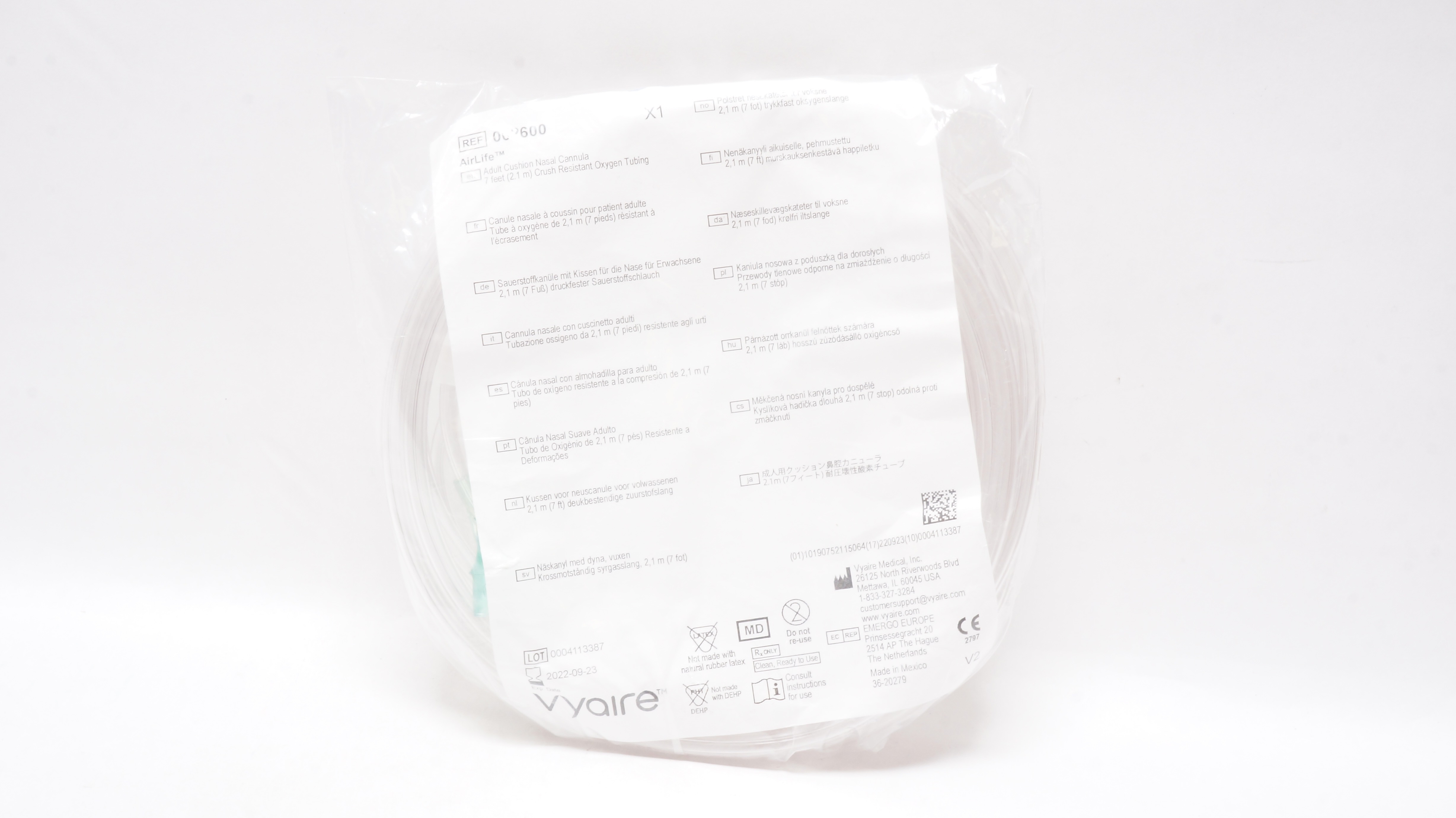 Vyaire 002600 AirLife Adult Cushion Nasal Cannula 7 feet (x)
