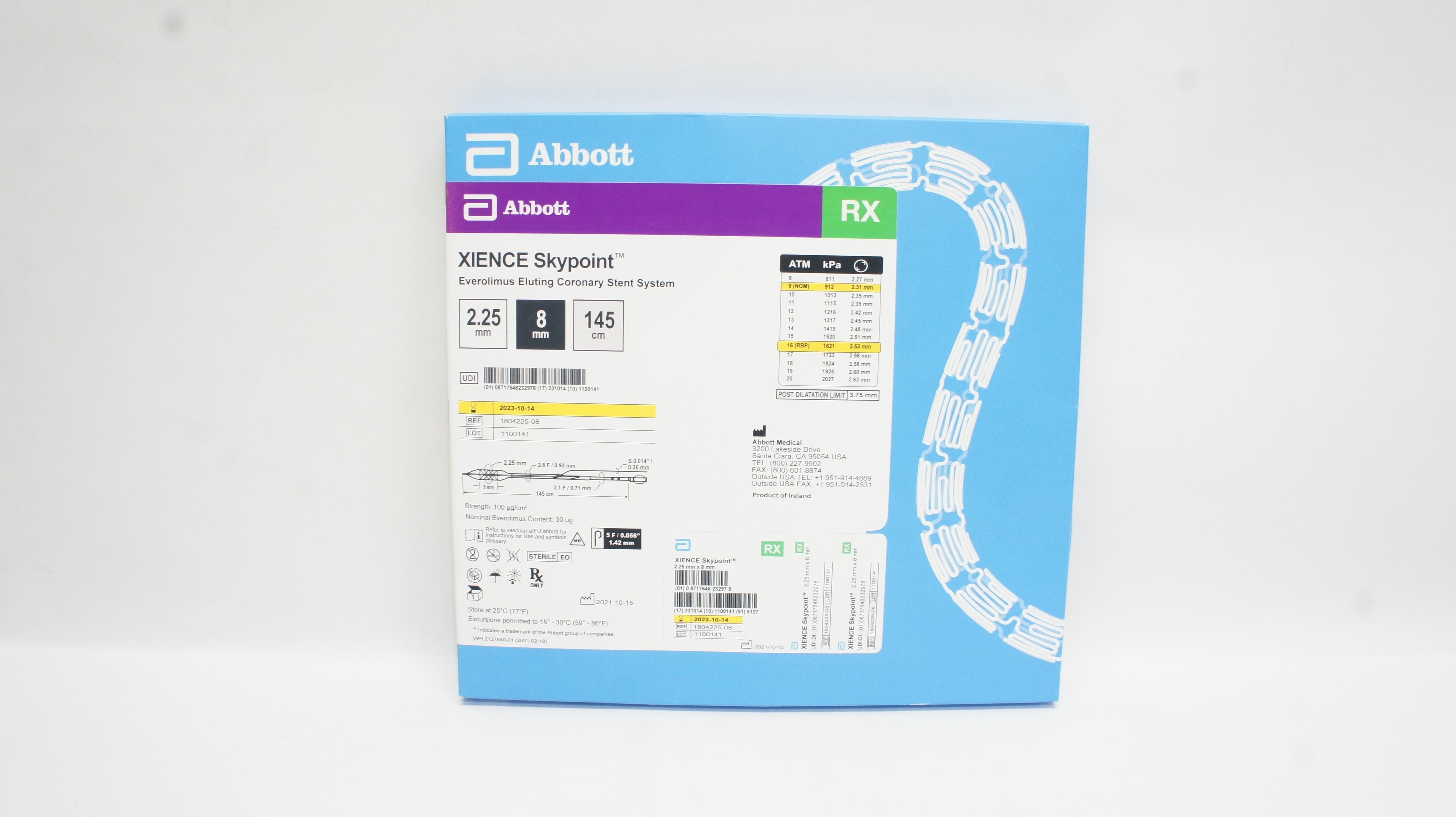 Abbott 1804225-08 XIENCE Skypoint Everolimus Eluting Coronary Stnt System 8mm(x)