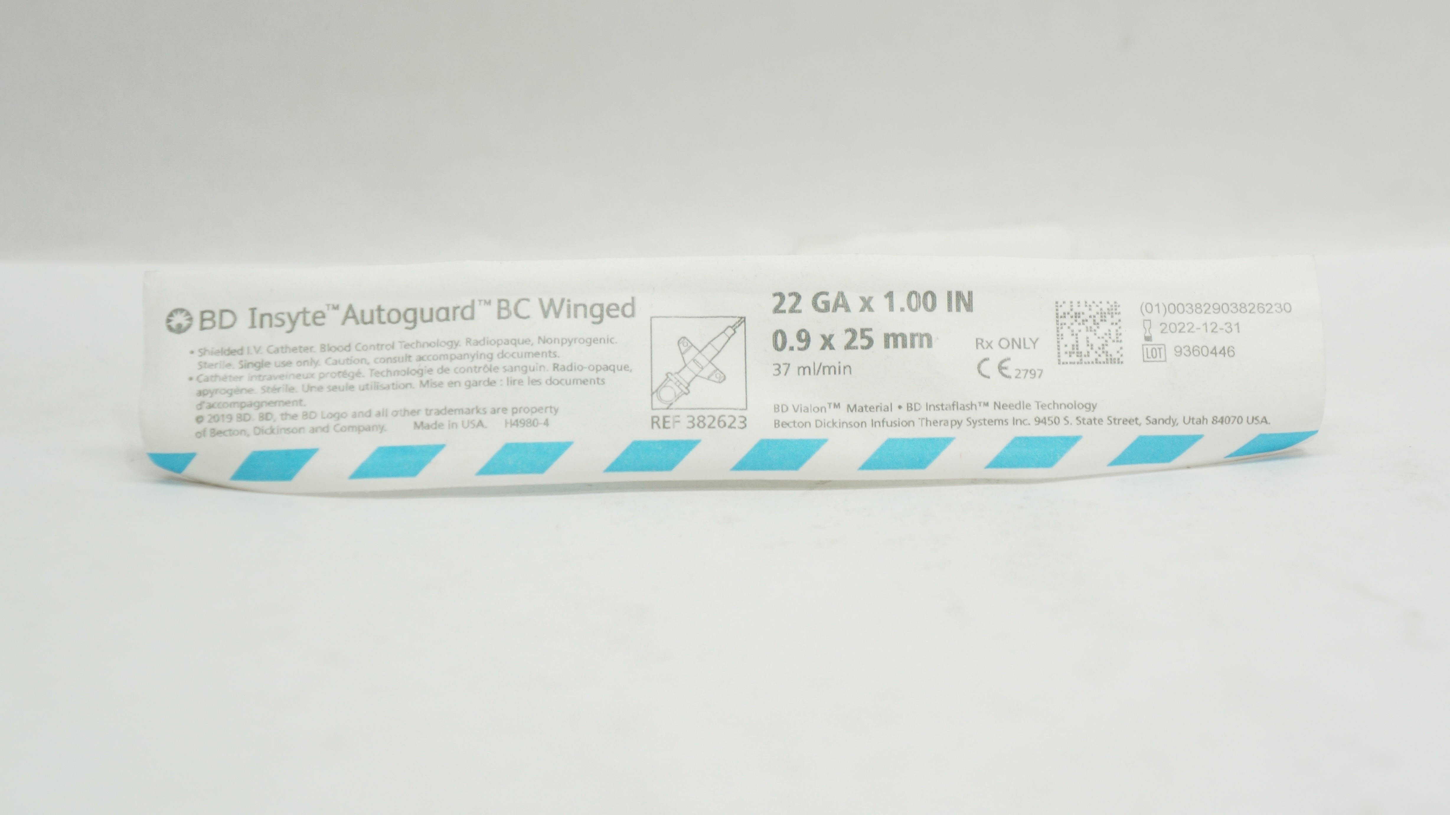 BD 382623 Insyte Autoguard BC Winged Shielded IV Cath. 22GA x 1inch 37 ml/min(x)