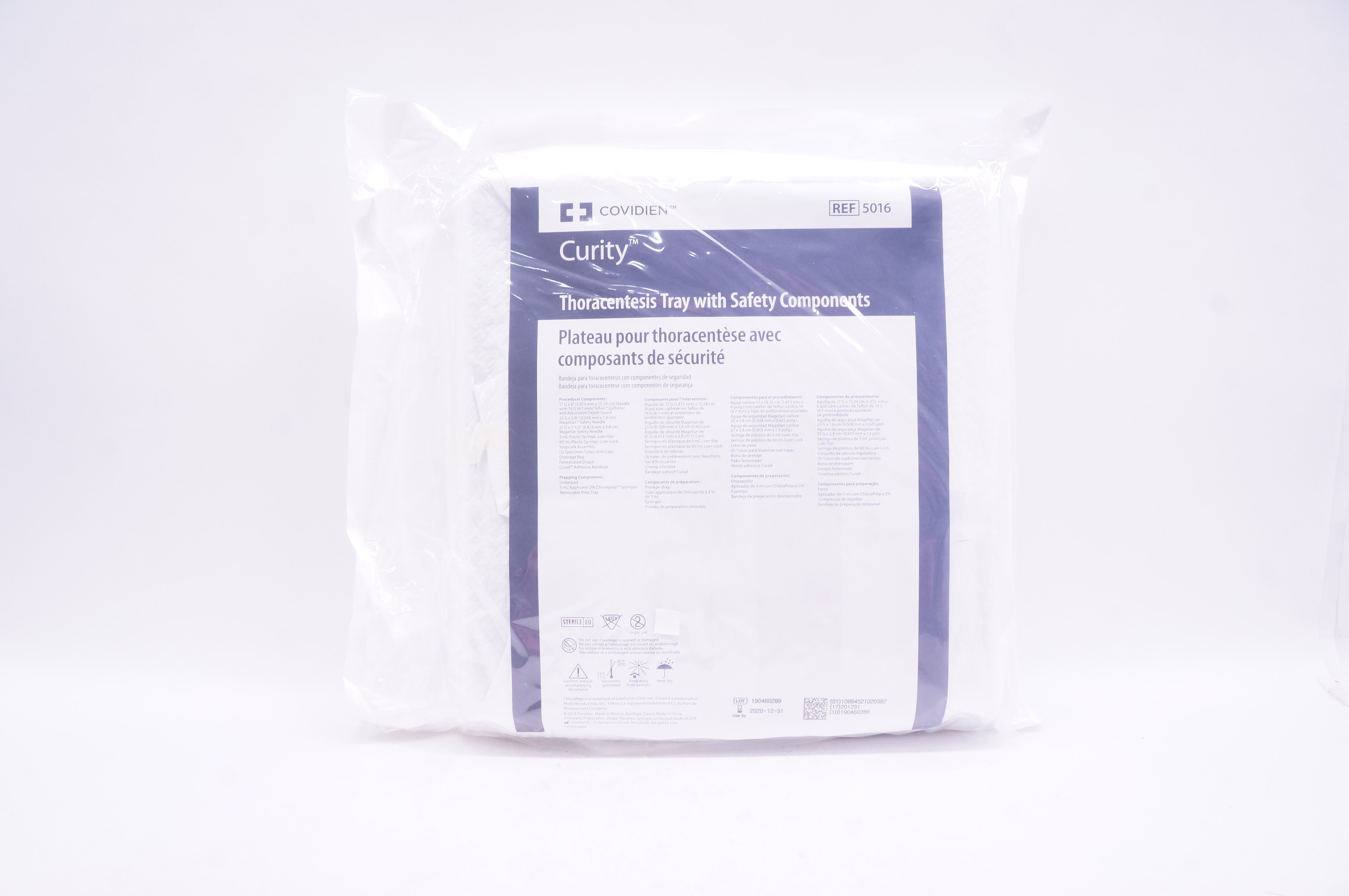 Covidien 5016 Curity Thoracentesis Tray with Safety Components (x)
