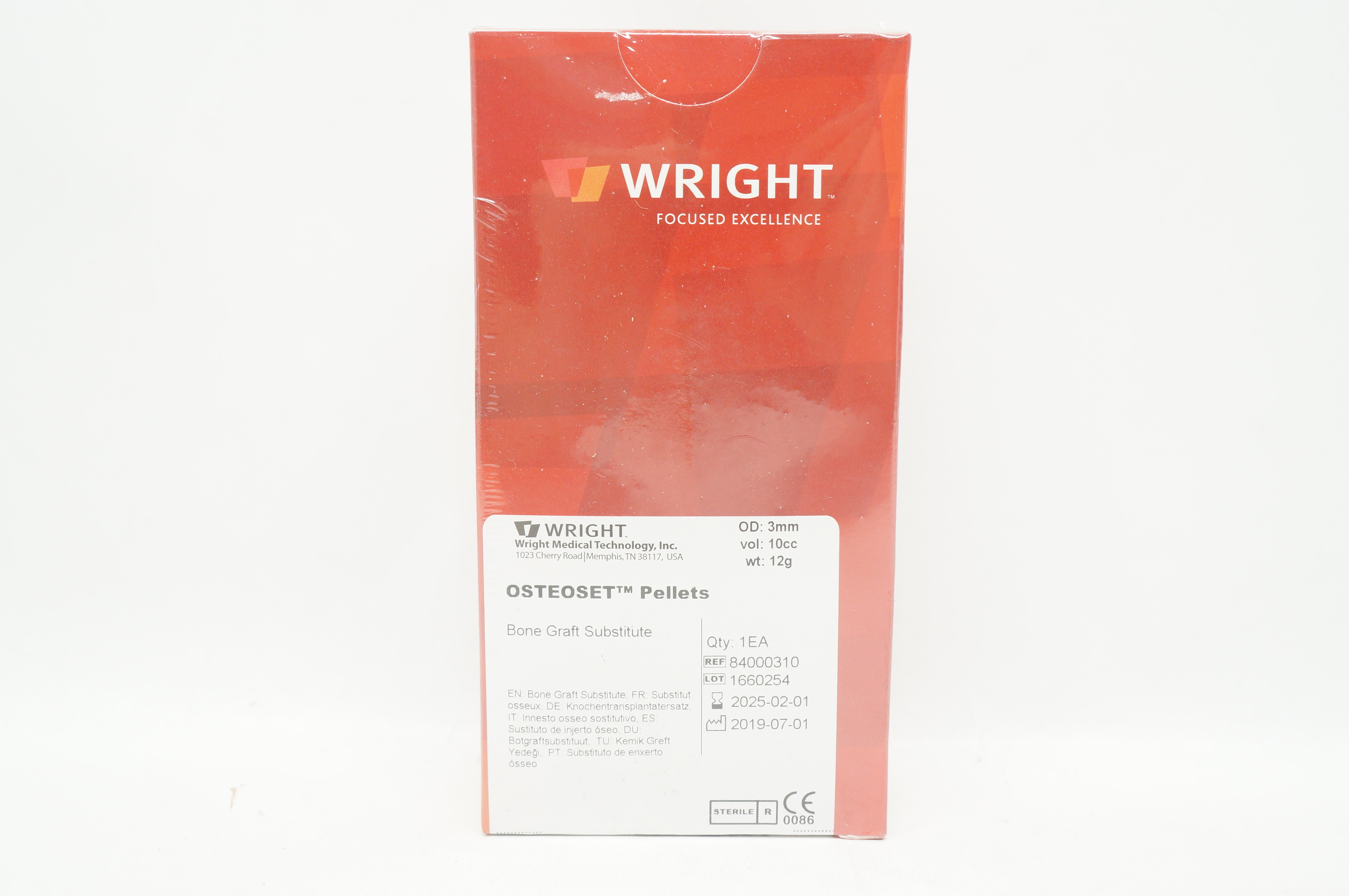 Wright Medical 84000310 Osteoset Pellets Bone Graft Substitute 3mm x 10cc x 12g