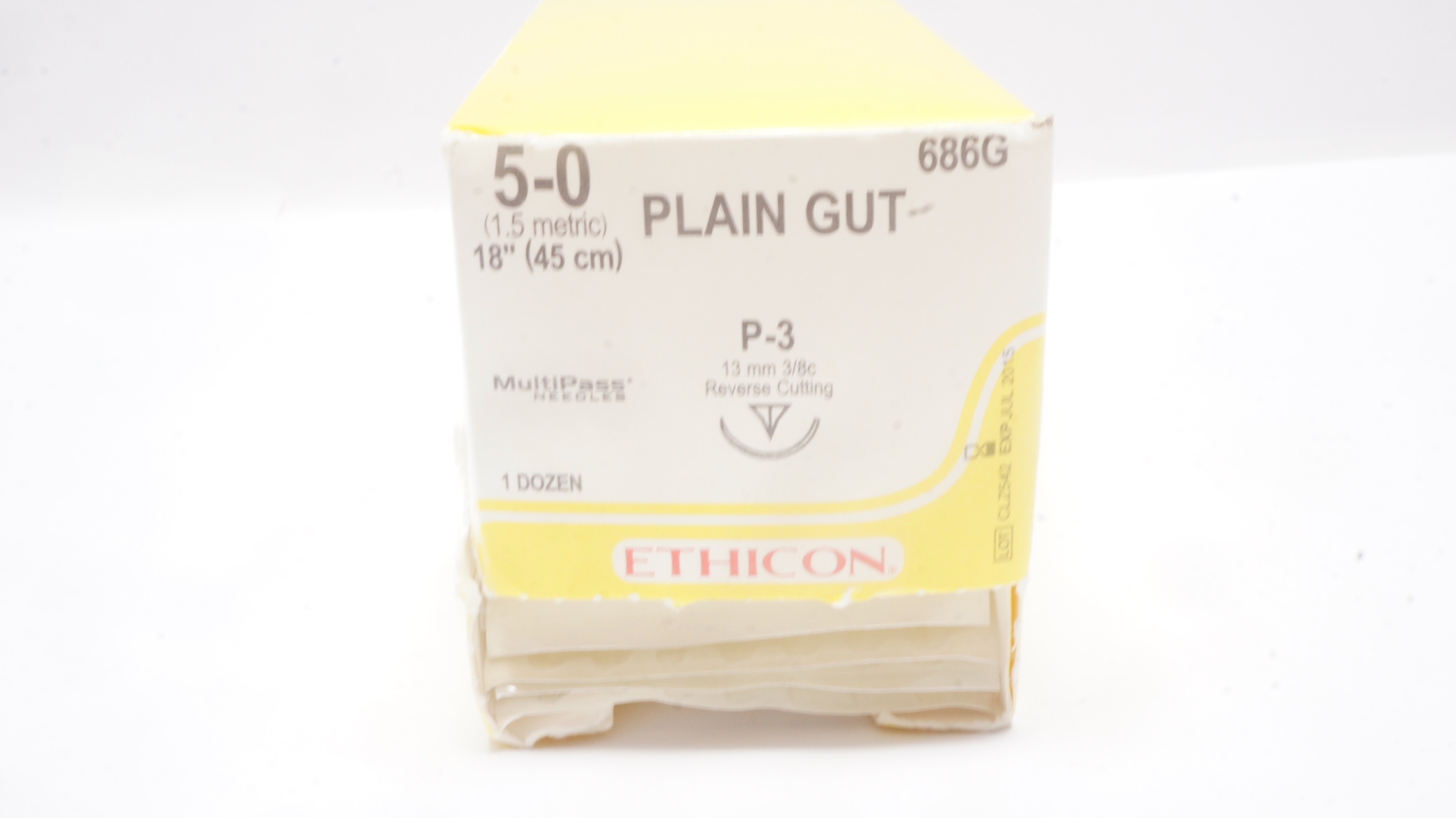 Ethicon 686G 5-0 PLAIN GUT, P-3, 13mm 3/8c, 18inch (x) - Box of 12
