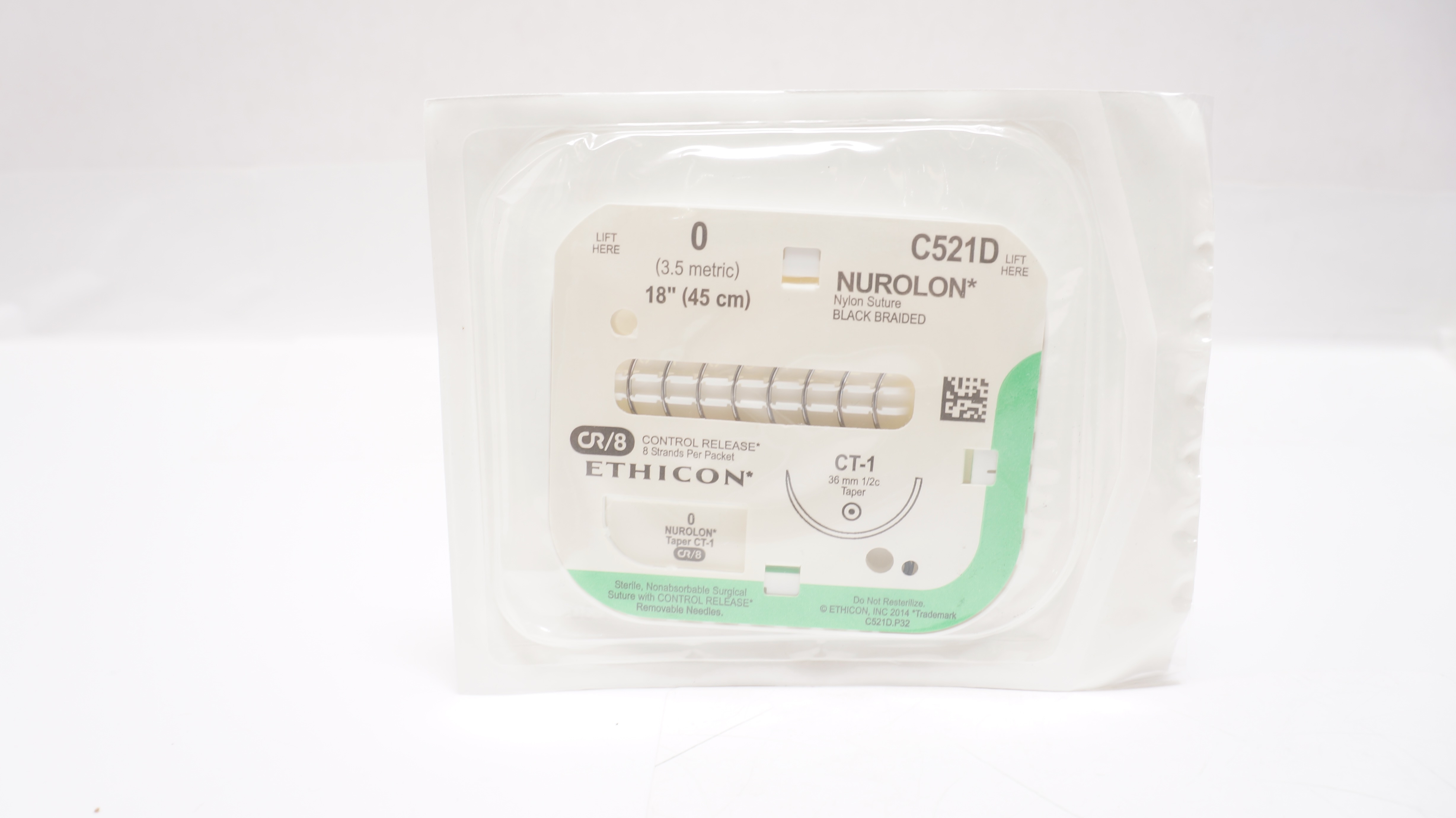 Ethicon C521D 0 Nurolon Nylon, CT-1, 36mm 1/2c Taper, 18inch