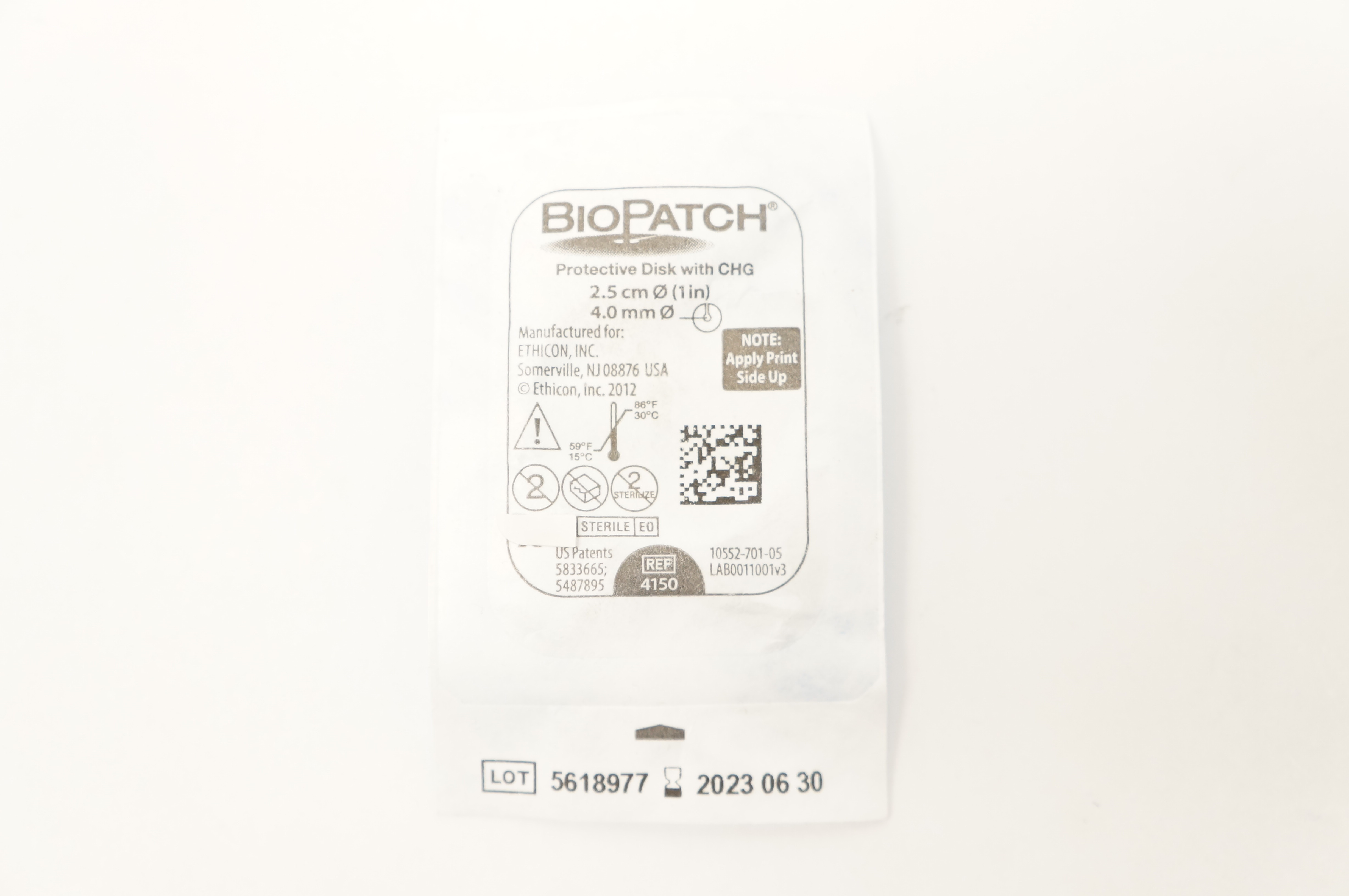 BioPatch 4150 Ethicon Protective Disk with CHG 1inch x 4.0mm