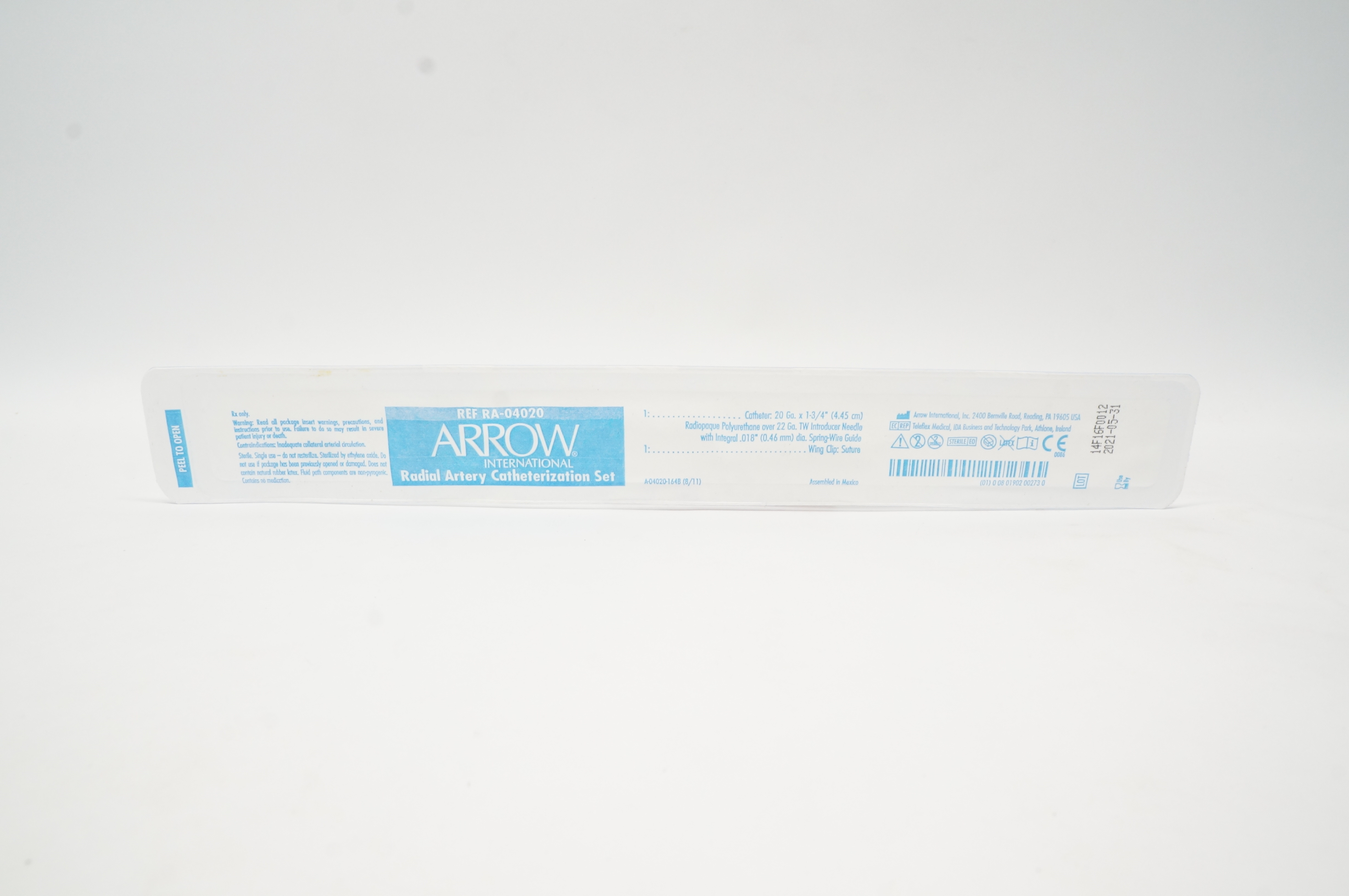 Arrow RA-04020 Radial Artery Catheterization Set 20Ga x 1 3/4 inch