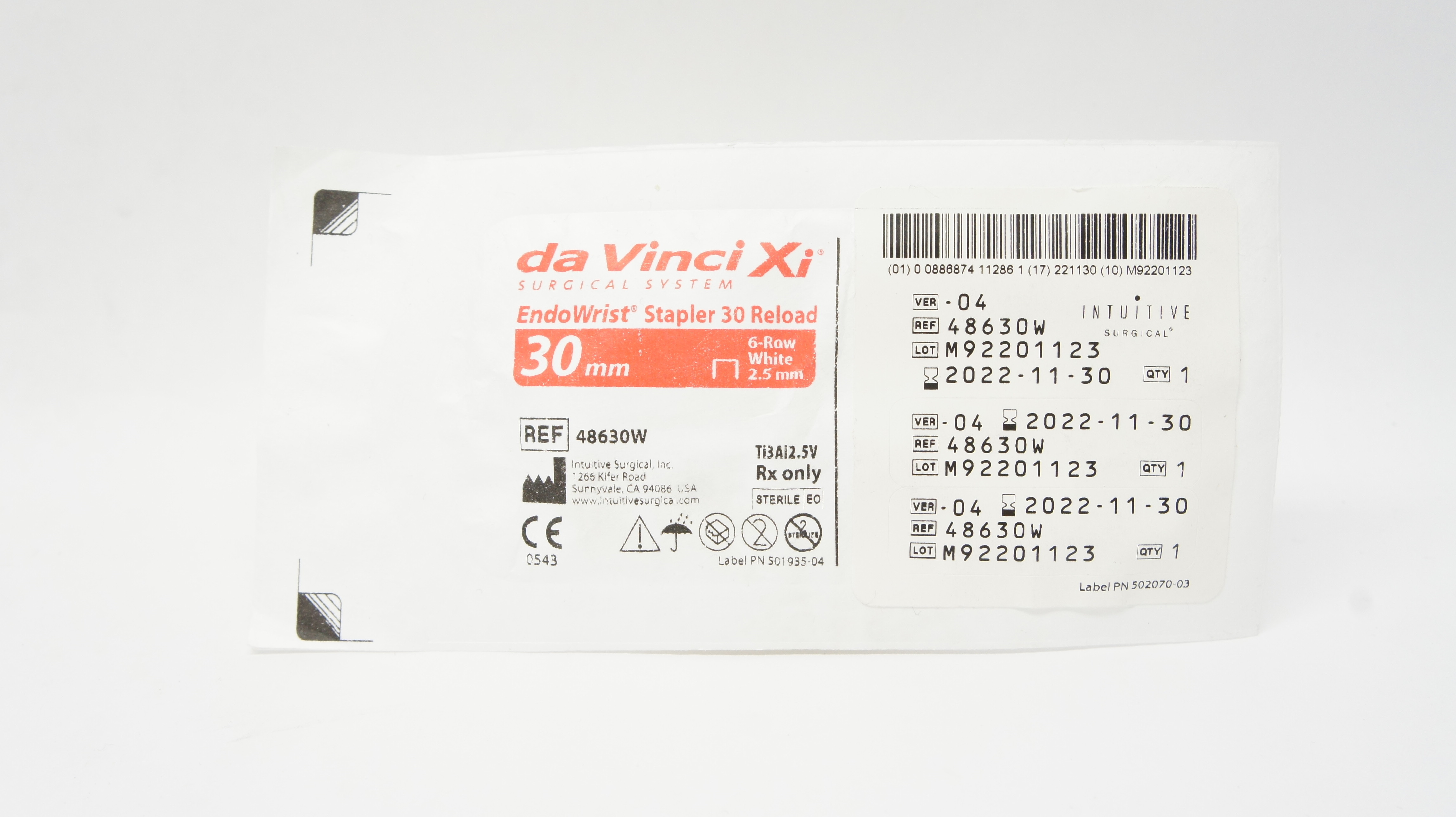 Intuitive Surgical 48630W DaVinci Xi EndoWrist Stapler 30mm Reload