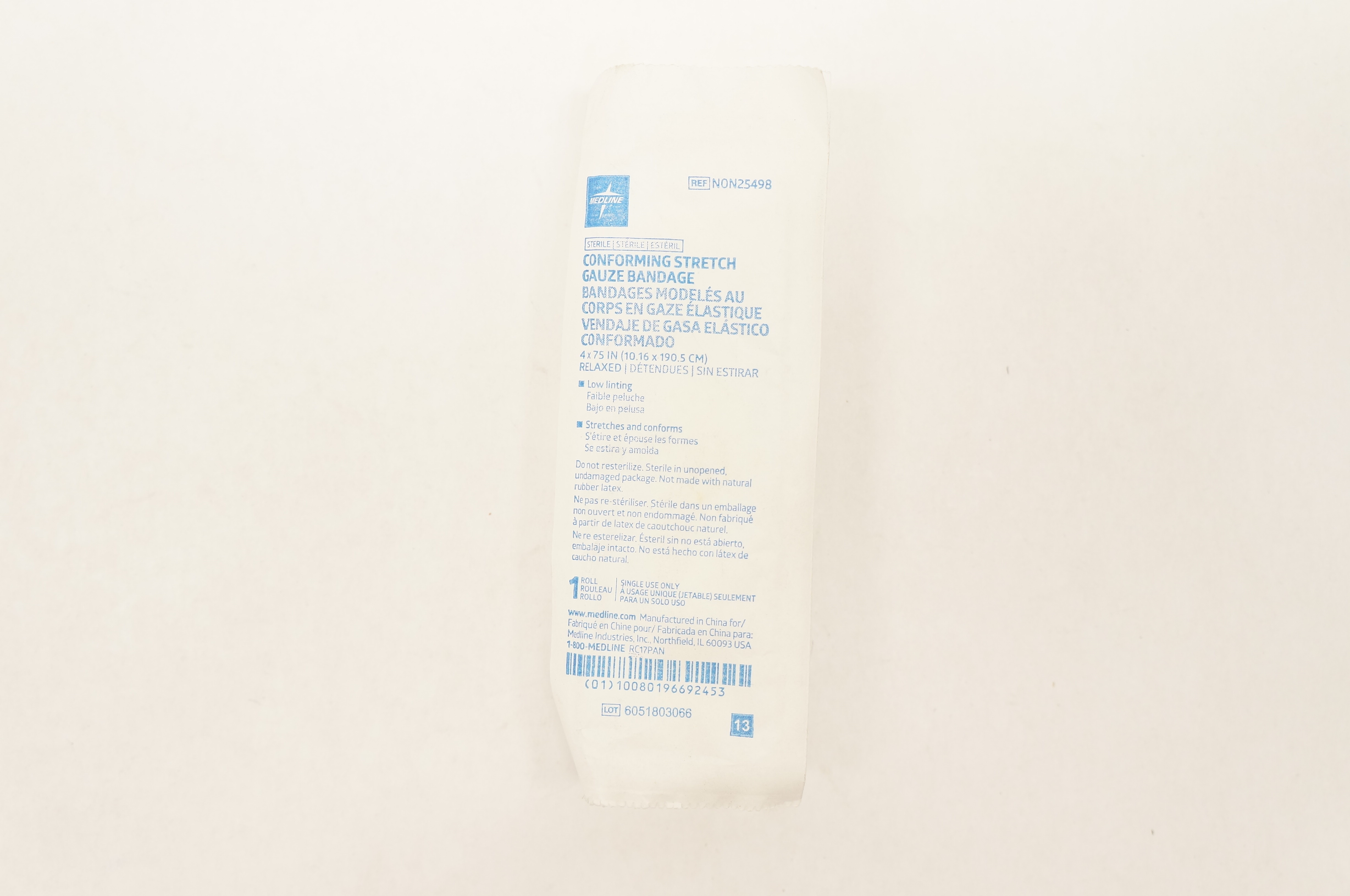 Medline NON25498 Conforming Stretch Gauze Bandage 4inch x 75inch Relaxed