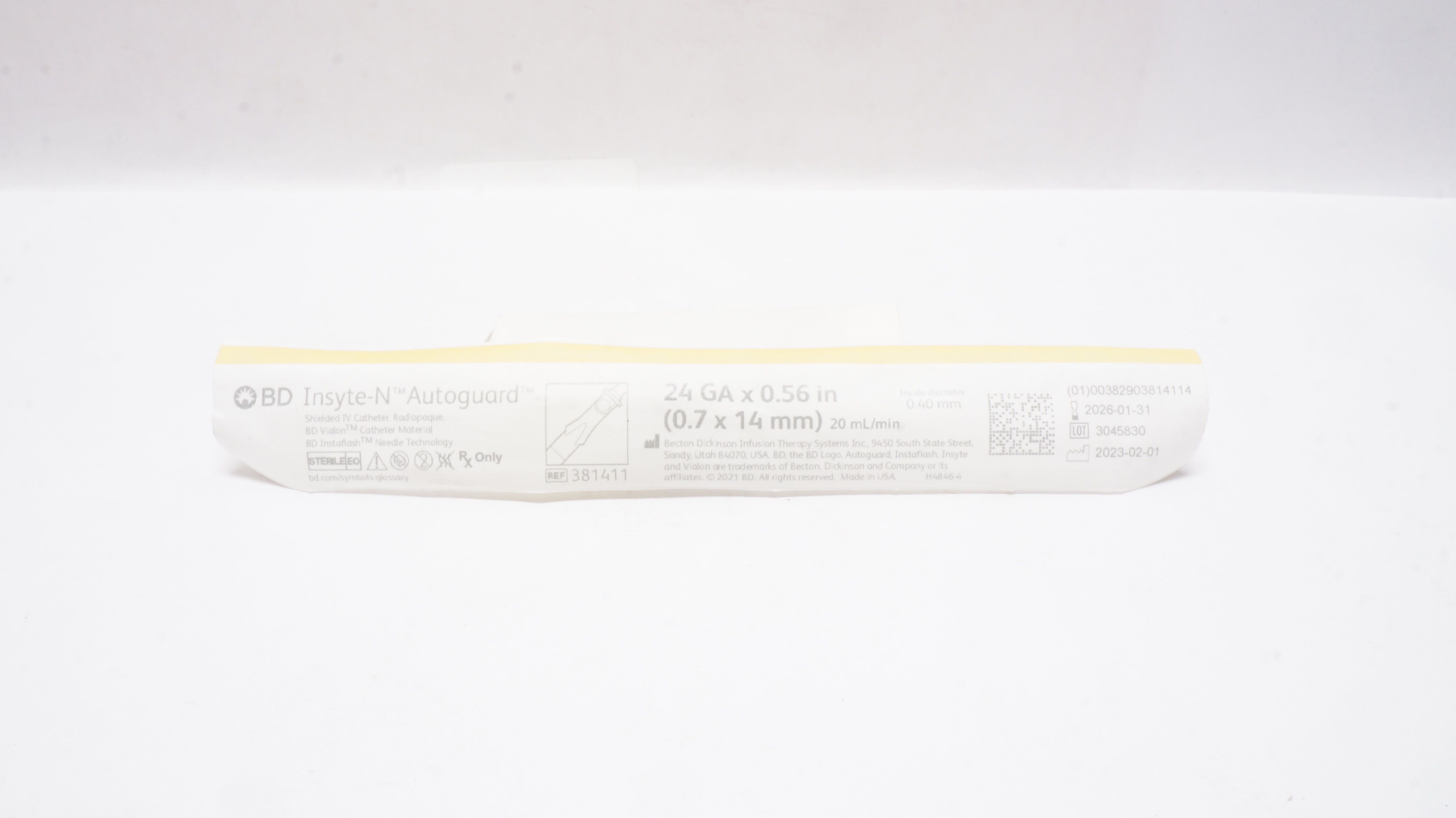 BD 381411 Insyte-N Autoguard Shielded IV Cath. 24Ga x 0.56inch