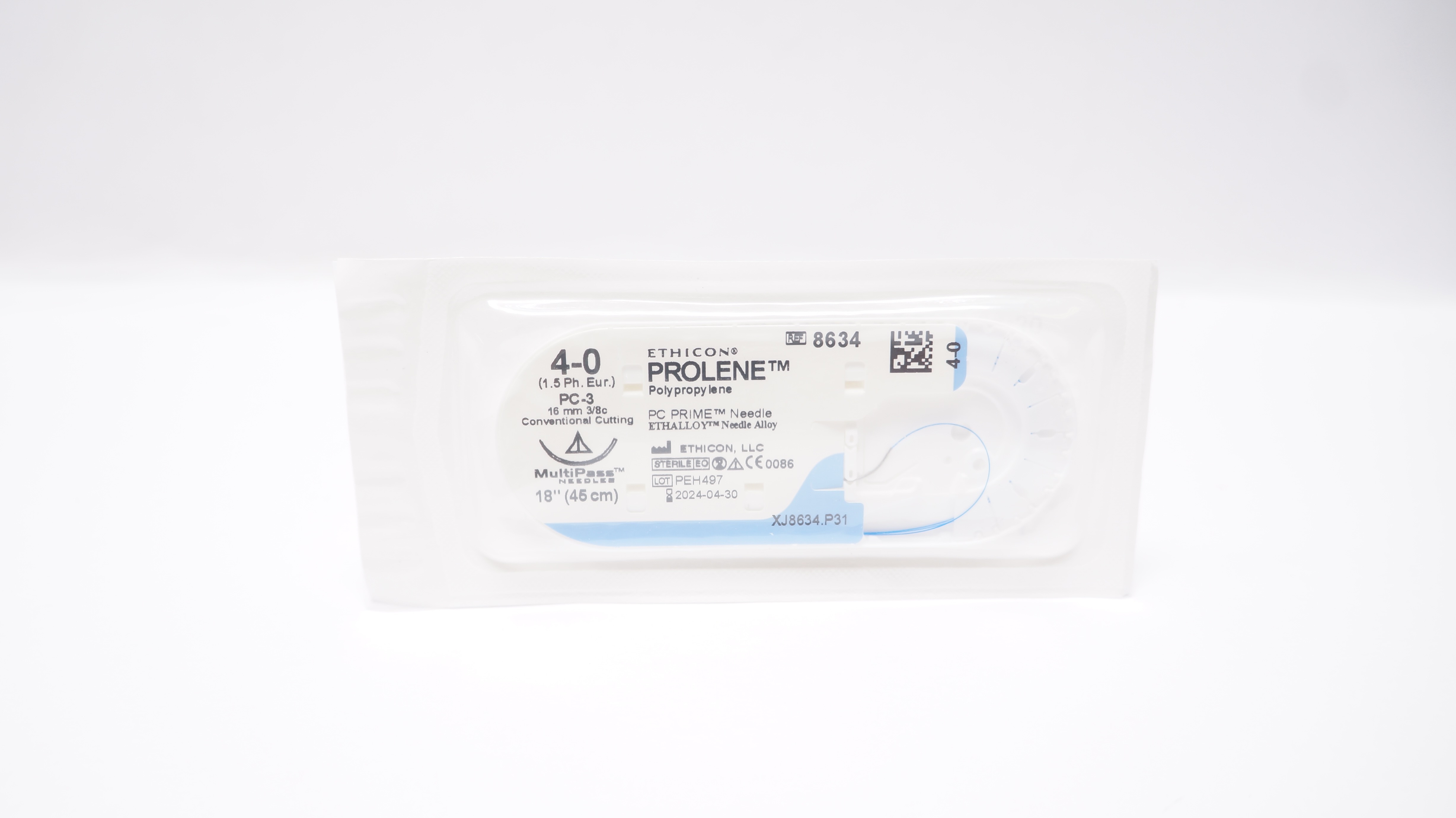 Ethicon 8634 4-0 PROLENE Stre PC-3 16mm 3/8c Conventional Cutting 18inch (x)