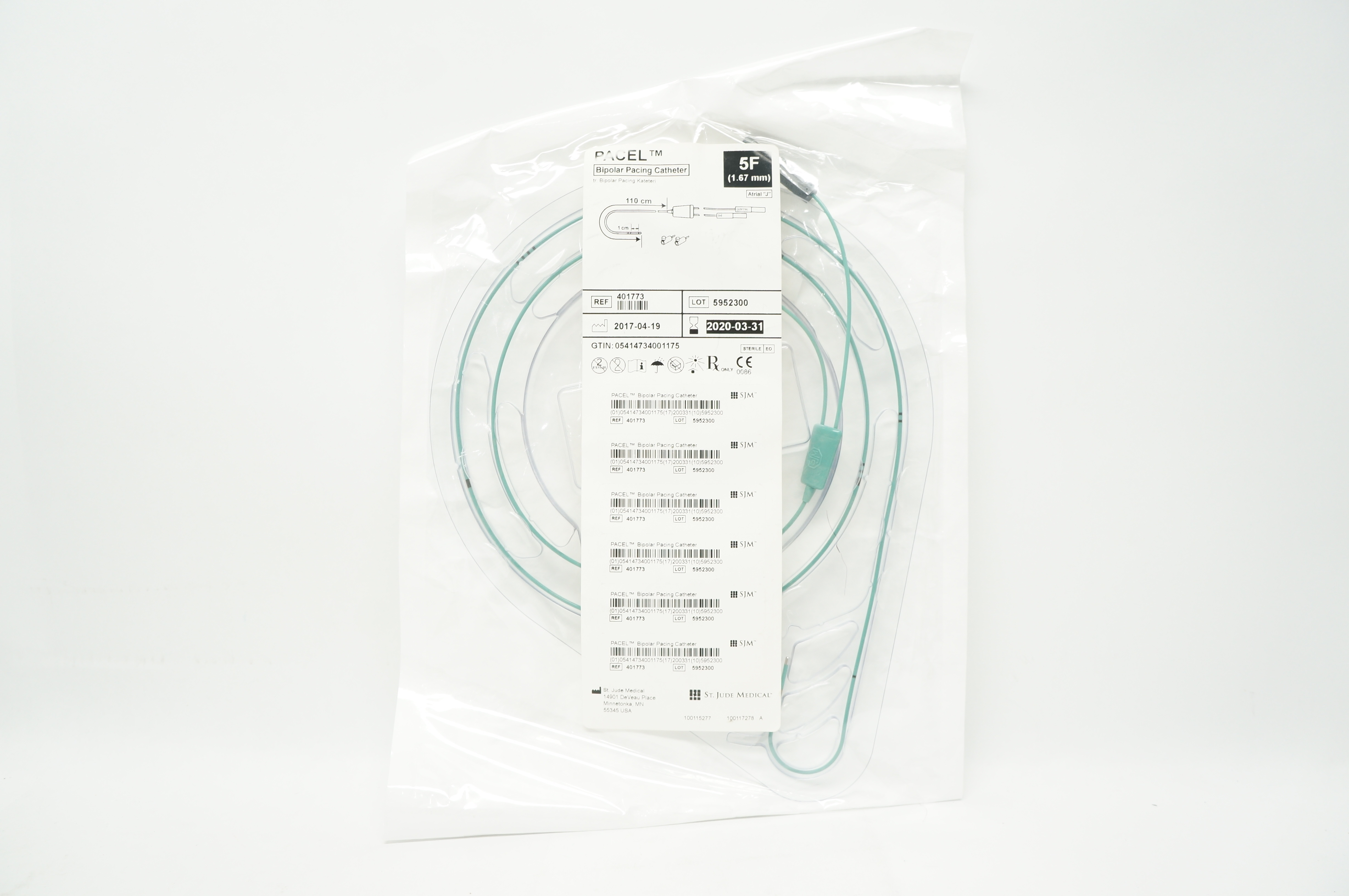 St. Jude Medical 401773 PACEL Bipolar Pacing Cath. 5F x 110cm (x)