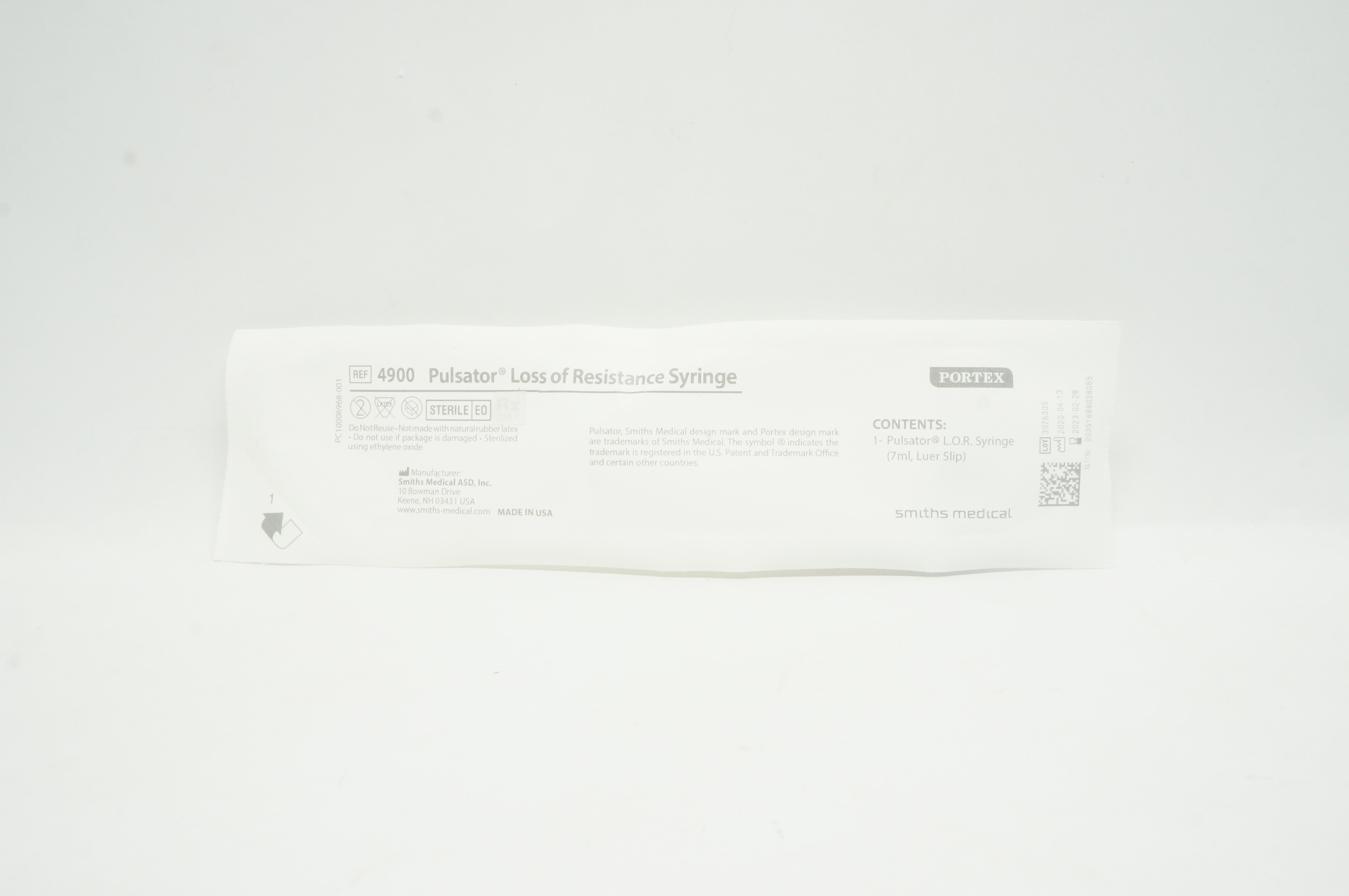 Smiths Medical 4900 Pulsator Portex Loss of Resistance Syringe