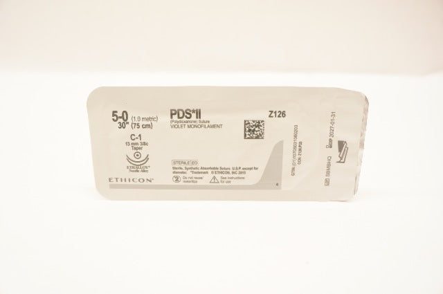 Ethicon Z126 5-0 PDS II Polydioxanone Stre C-1 13mm 3/8c Taper, 30inch