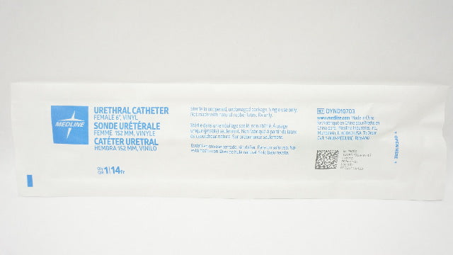 Medline DYND10703 Urethral Cath. Female 6inch x 14Fr, Vinyl