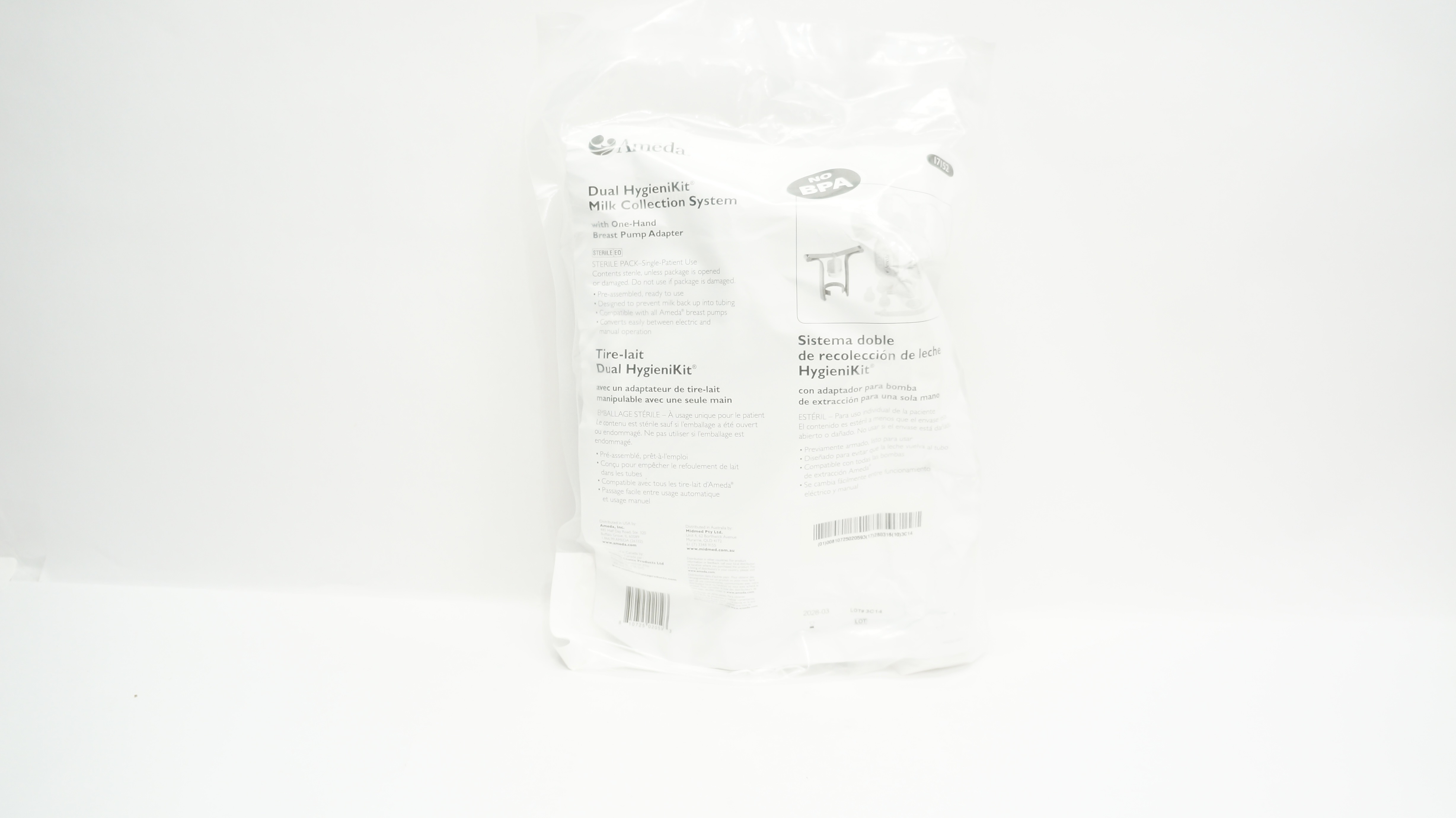 Ameda 17152 Dual HygieniKit Milk Collection System w/One-Hand Breast Pump Adapter