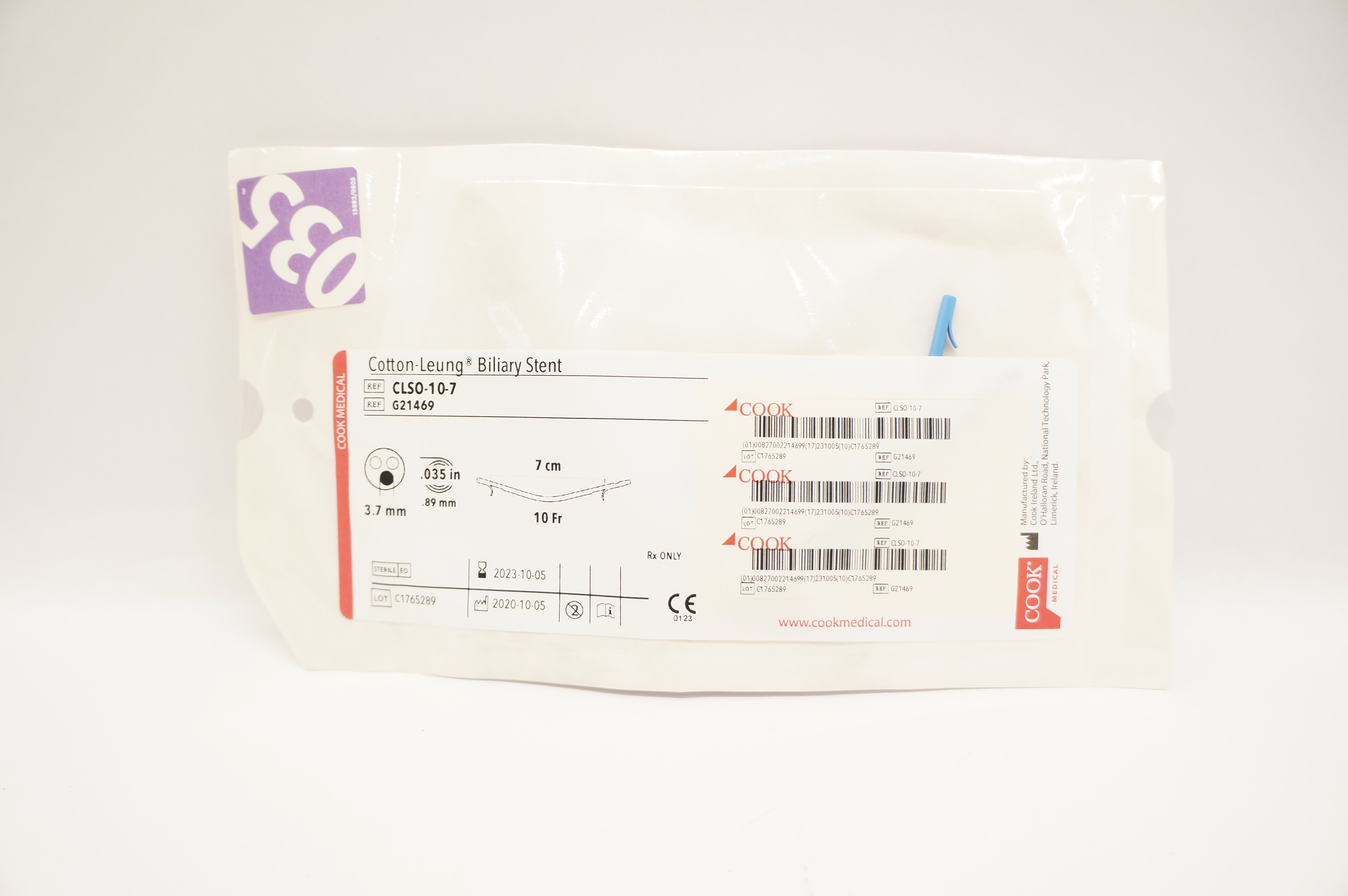 Cook Medical G21469 Cotton-Leung Biliary Stnt. 10Fr x 7 cm