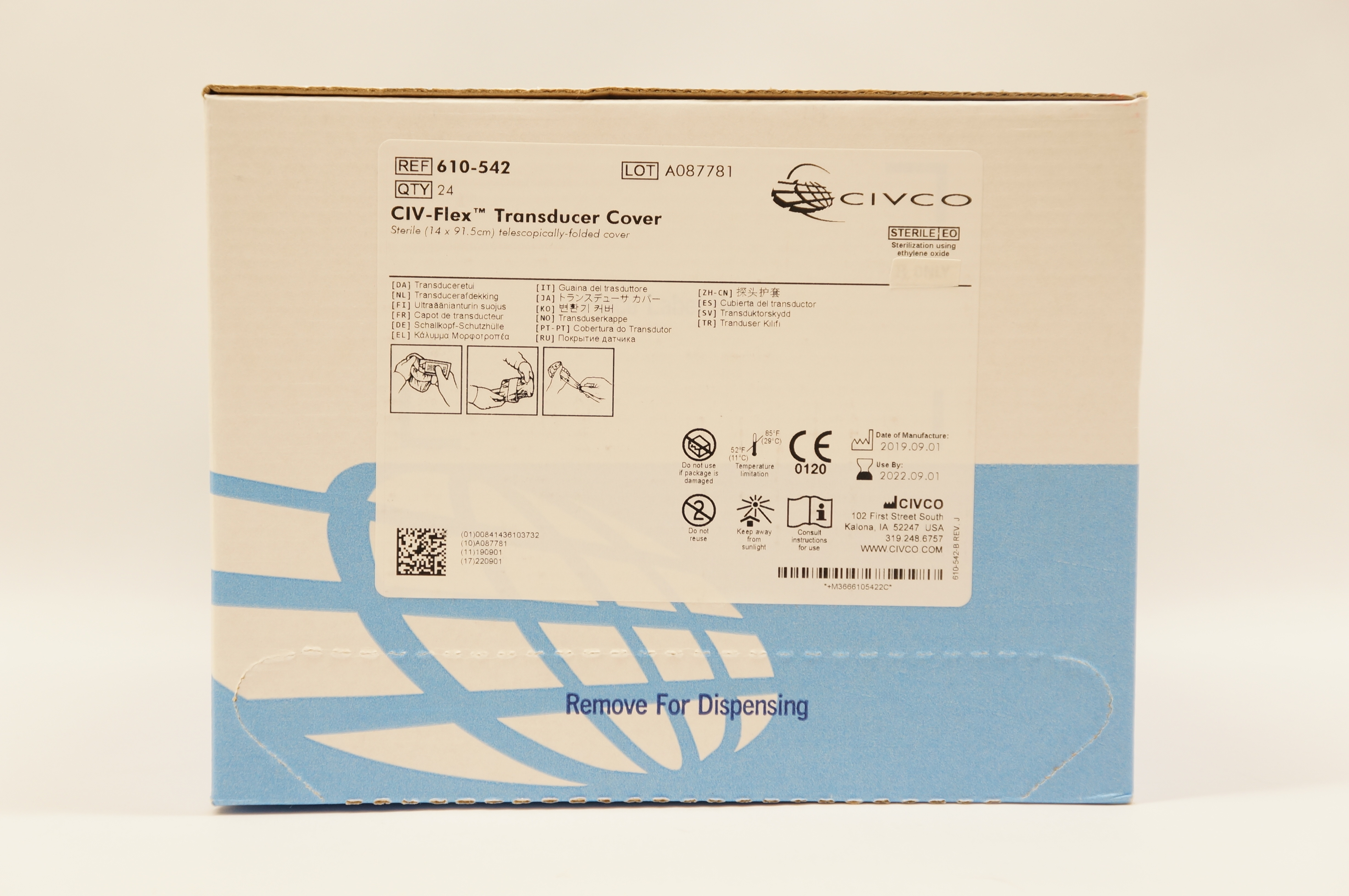 Civco 610542 CIVFlex Transducer Cover 14 x 91.5cm Box of 24
