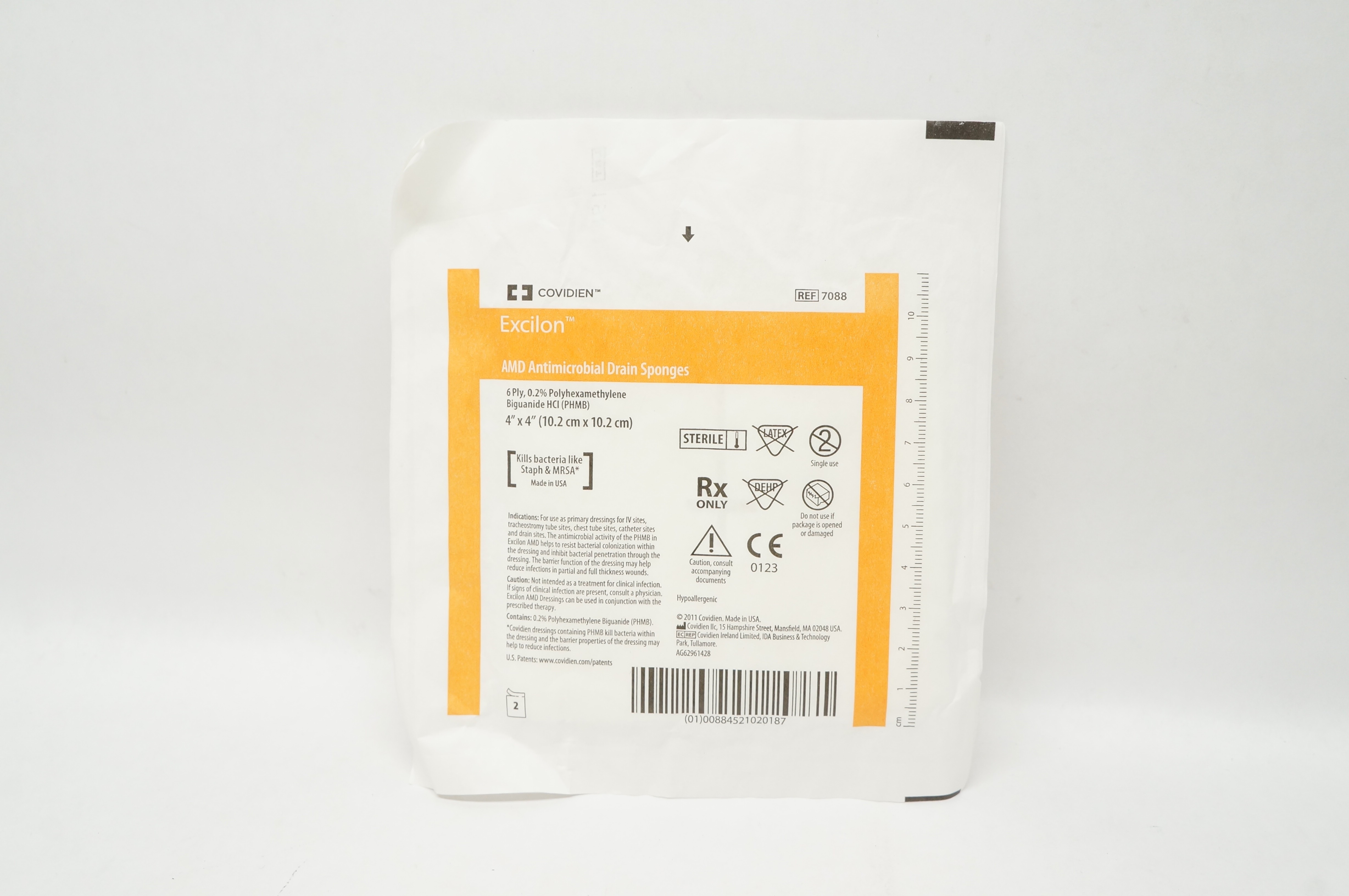 Covidien 7088 Excilon AMD Antimicrobial Drain Sponges 4 x 4Inch (x) - Pack of 2