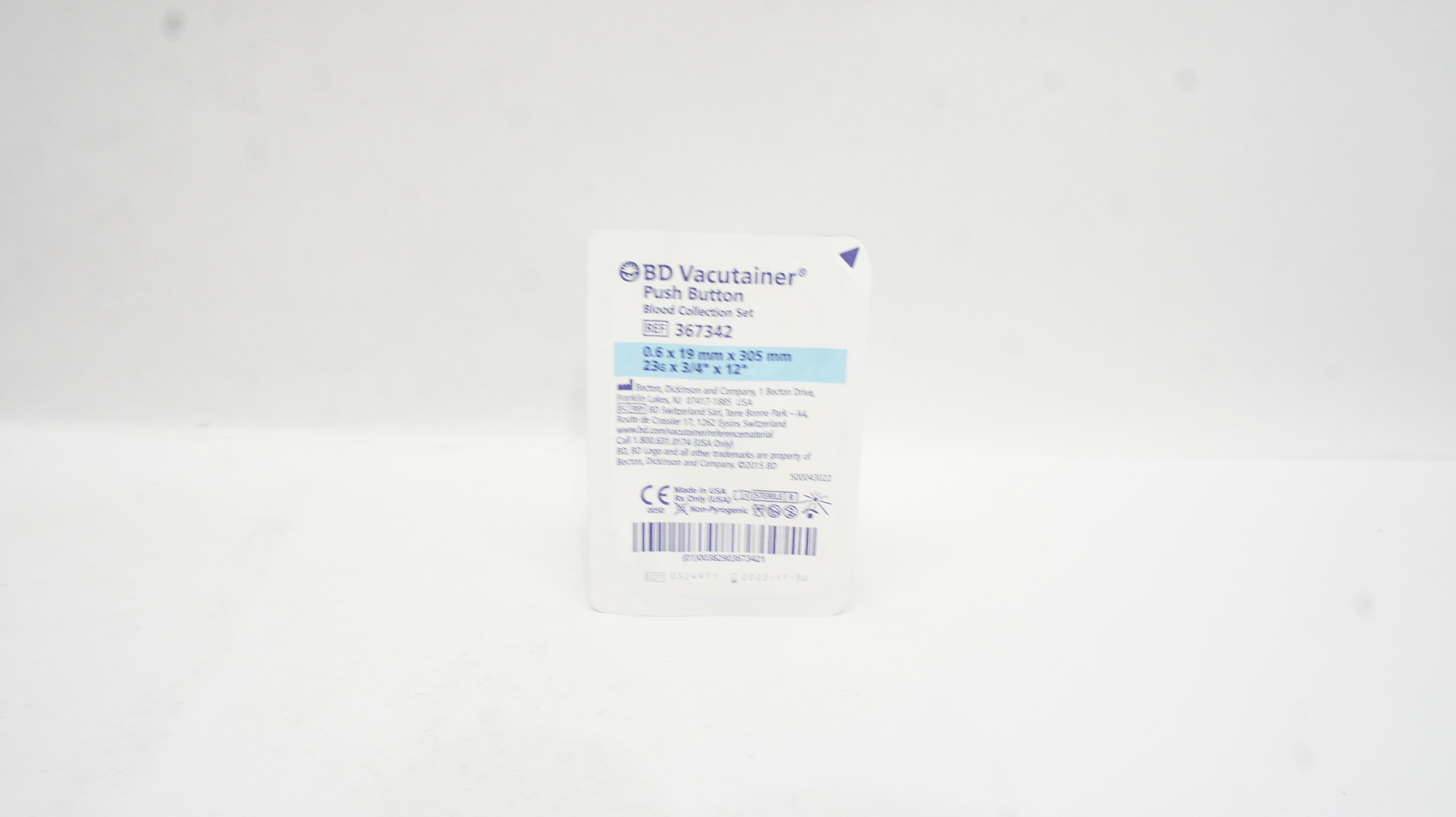 BD 367342 Vacutainer Push Button Blood Collection Set 23G x 3/4inch x 12inch (x)