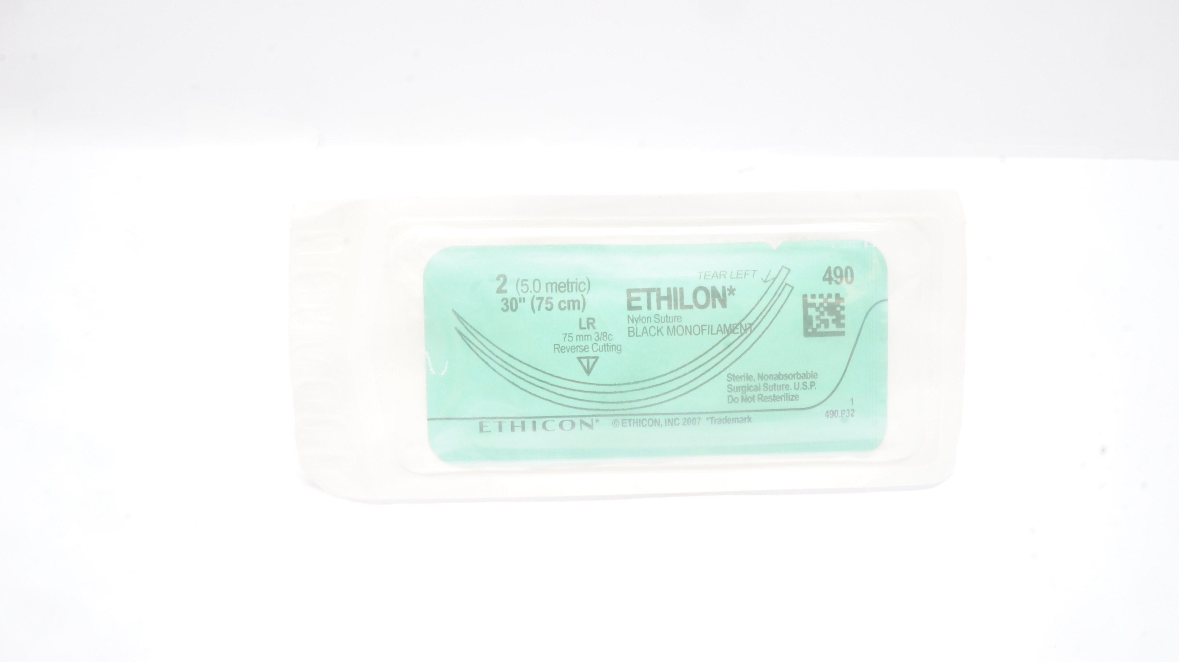 Ethicon 490 2 ETHILON, LR, 75mm 3/8c Reverse Cutting, 30inch