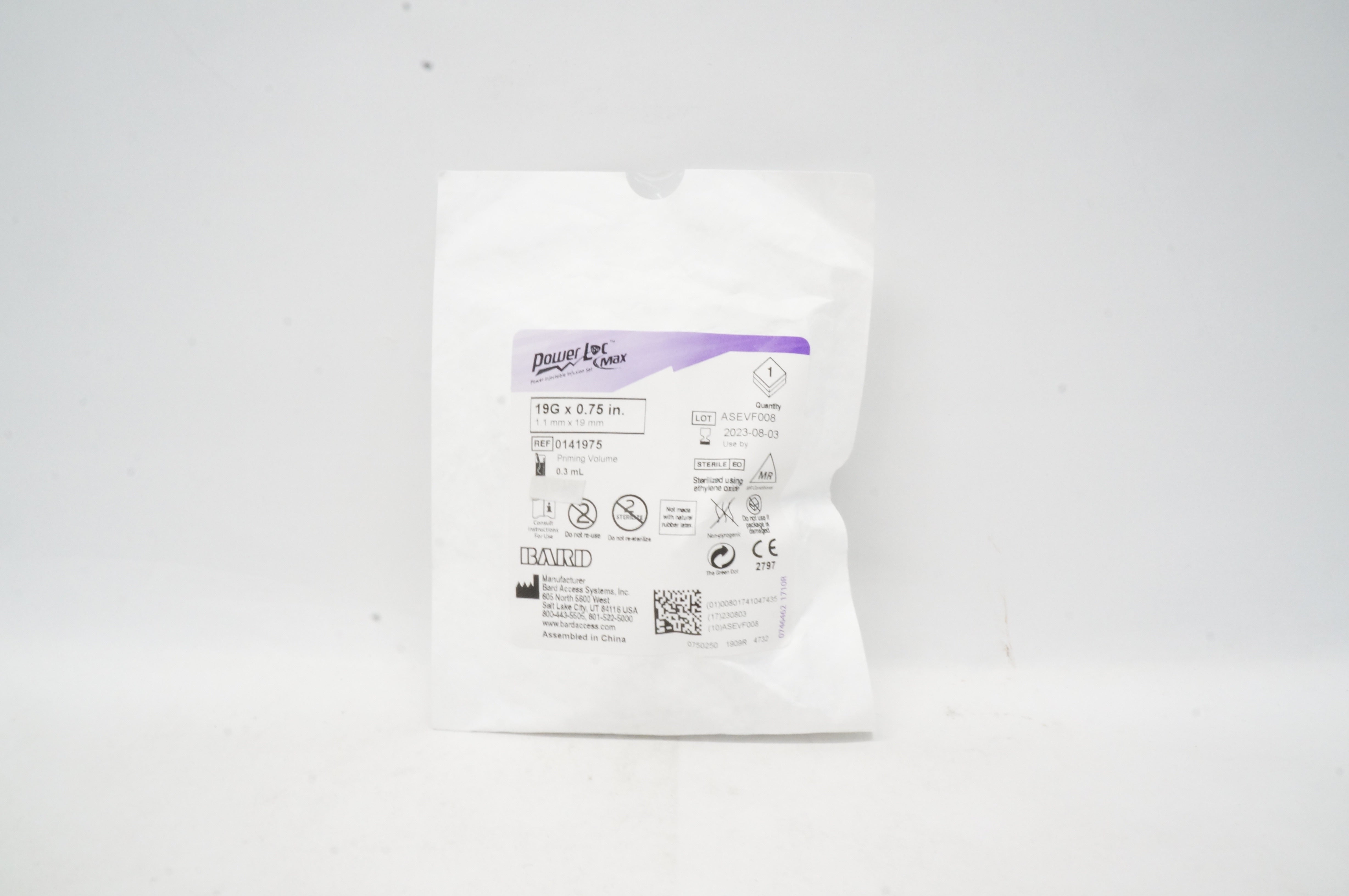 Bard 0141975 PowerLoc Max Safety Infusion Set 19G x 0.75 inch, 0.3ml