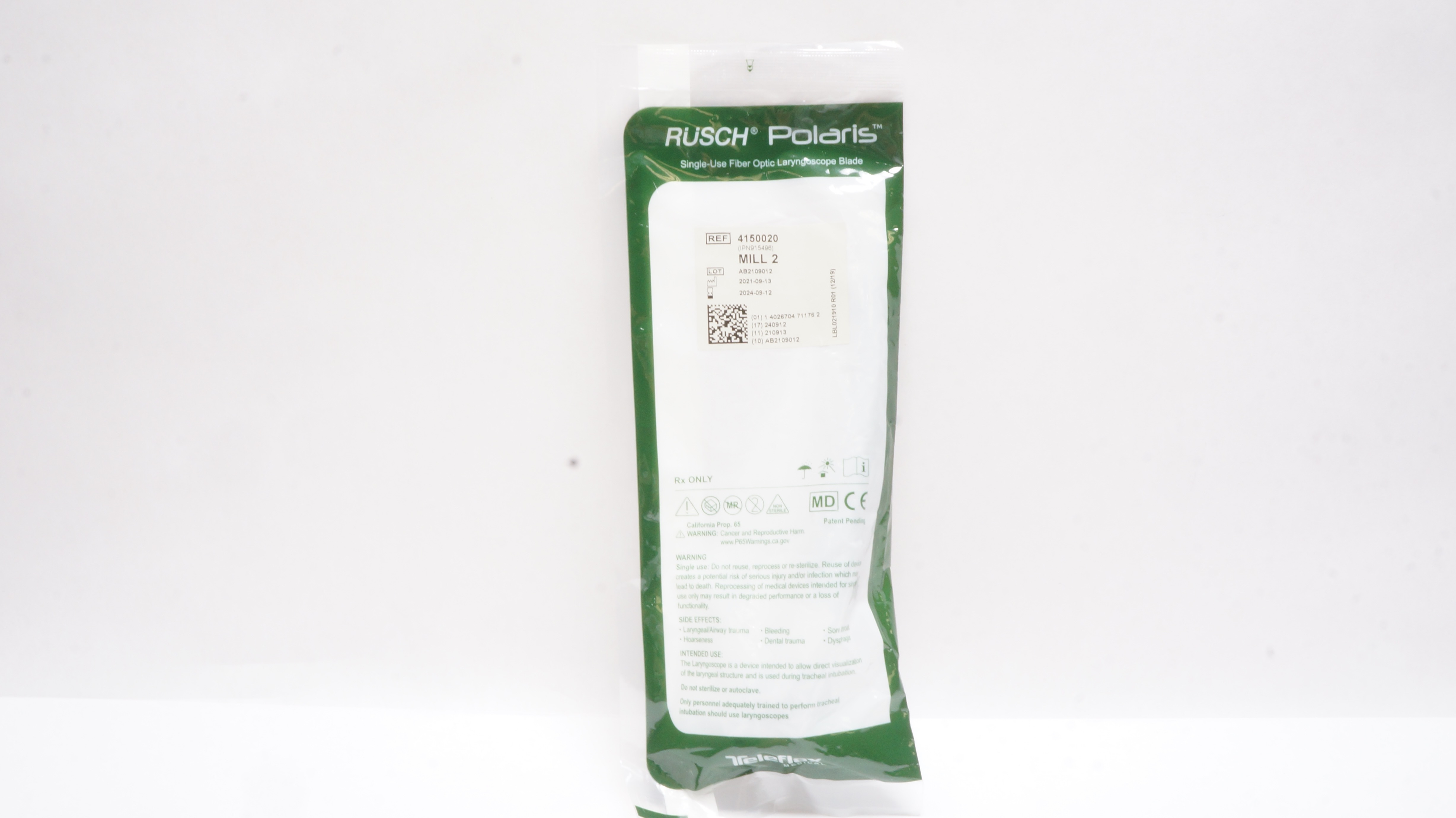 Teleflex 4150020 Rusch Polaris Fiber Optic Laryngoscope Blade, MILL 2