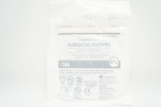 Cardinal Health 2D72LT65 Surgical Gloves, Latex Ortho, Sterile, Size 6-1/2 (x)