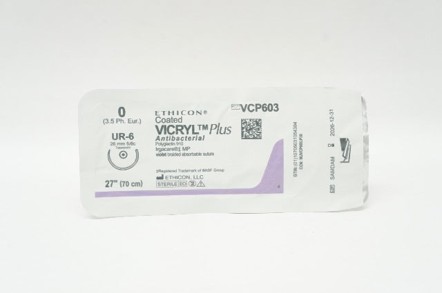 Ethicon VCP603 0 VICRYL Plus Stre UR-6 26 mm 5/8c Taperpoint 27 inch