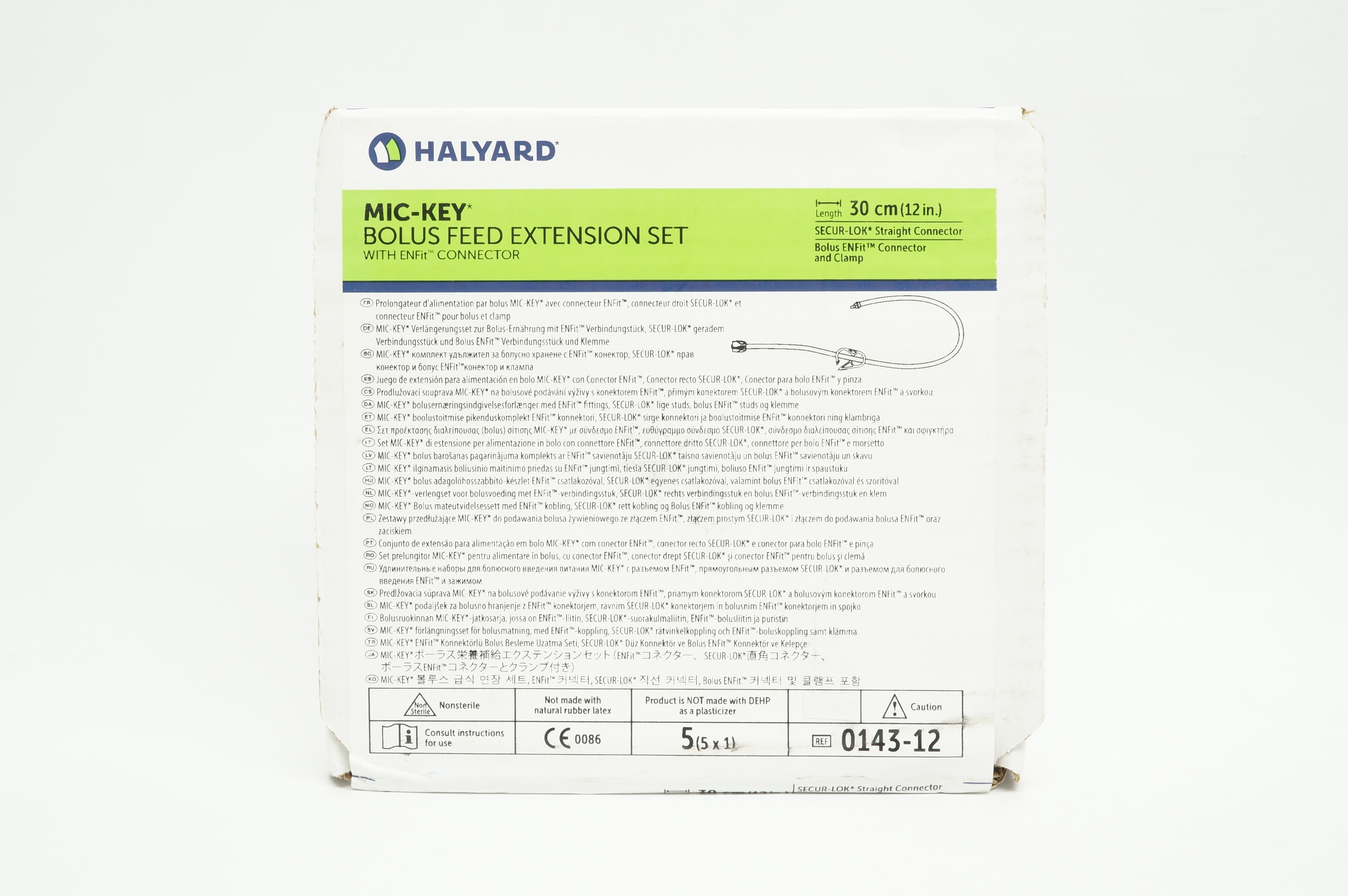 Halyard 0143-12 Mic-Key Bolus Feed Extension Set with ENFit Connector 12 inch