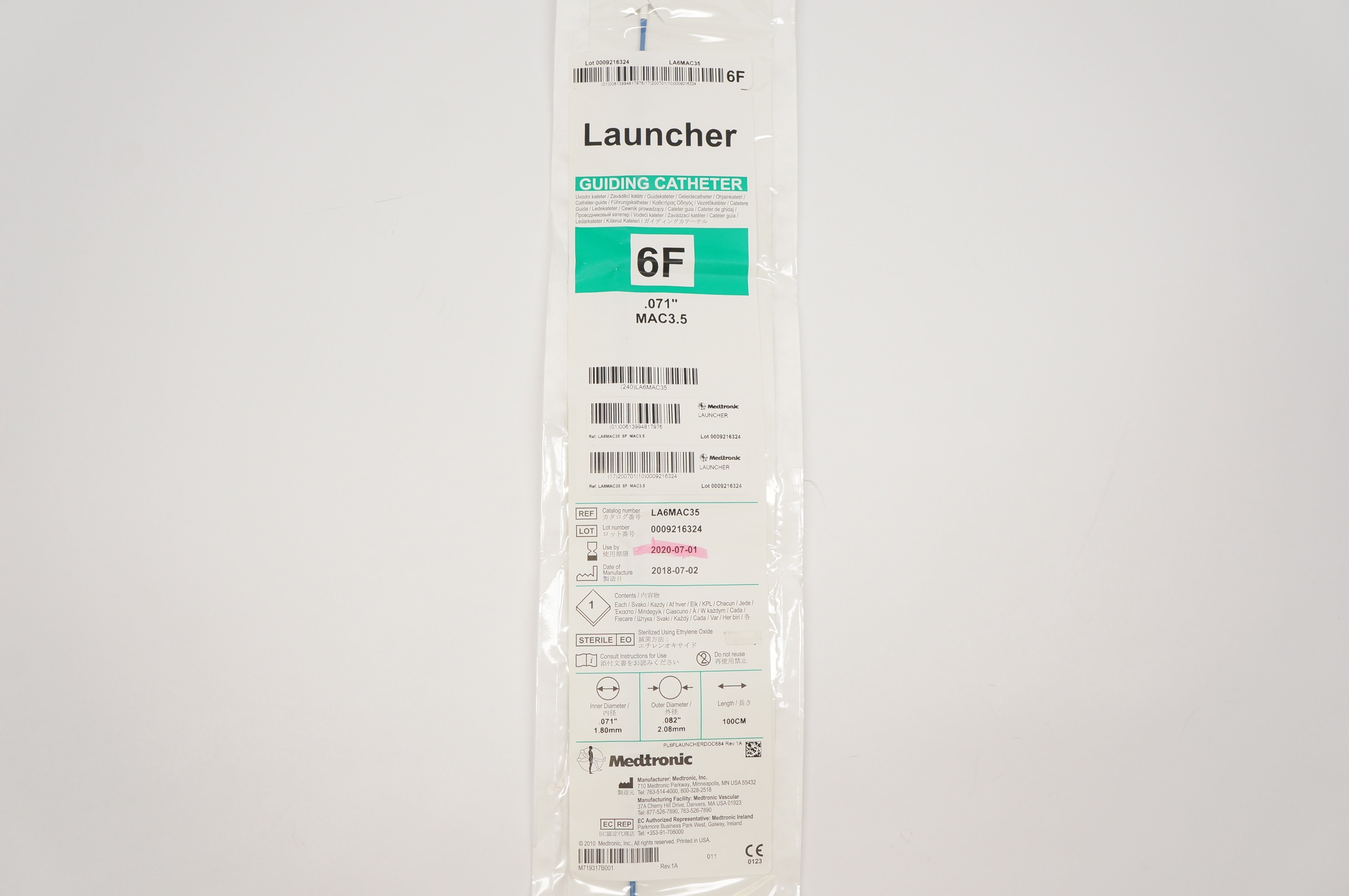 Medronic LA6MAC35 Launcher Guiding Cath. 6F 1.80mm x 2.08mm x 100cm (x)