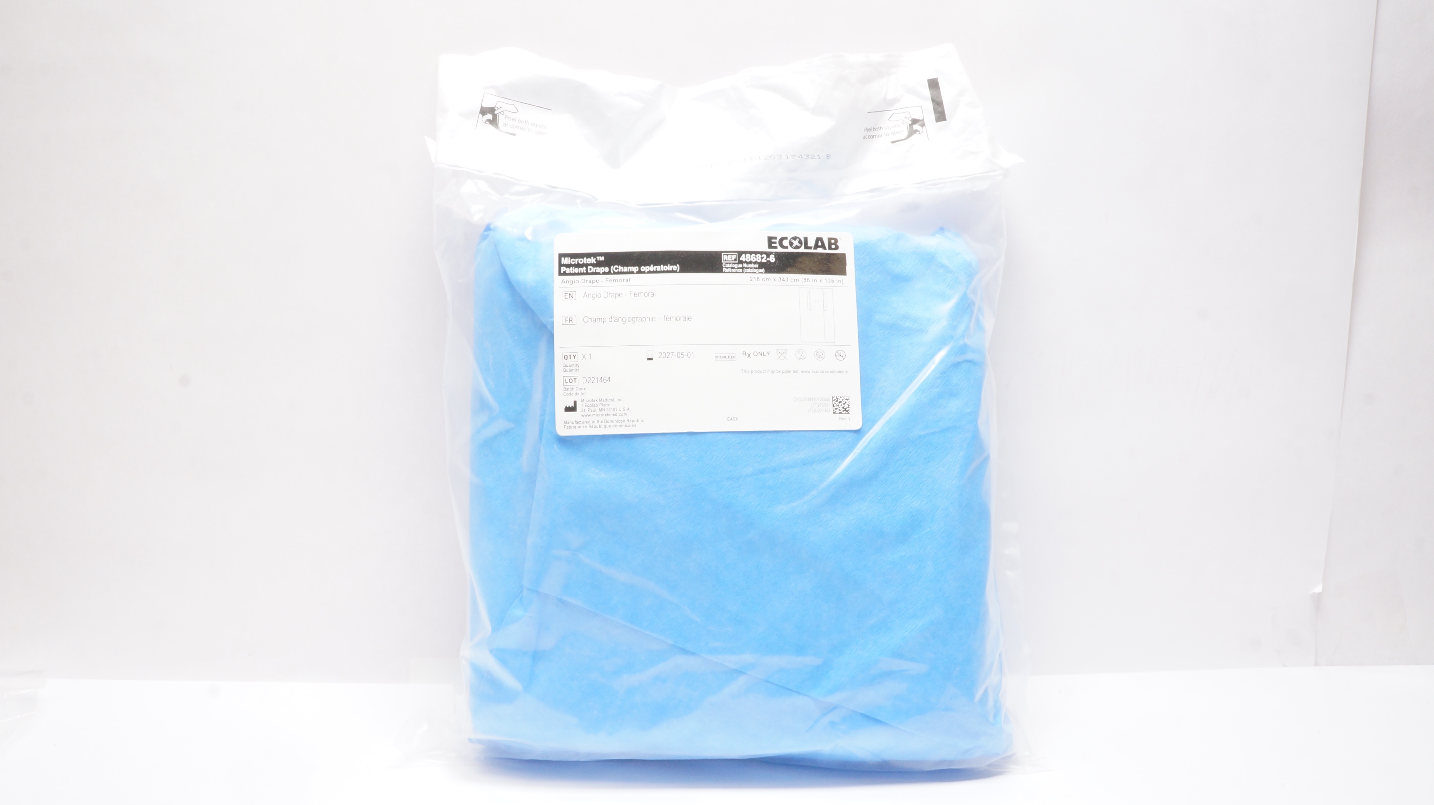 Microtek 486826 Ecolab Patient Drape Angio Drape Femoral 86inch x