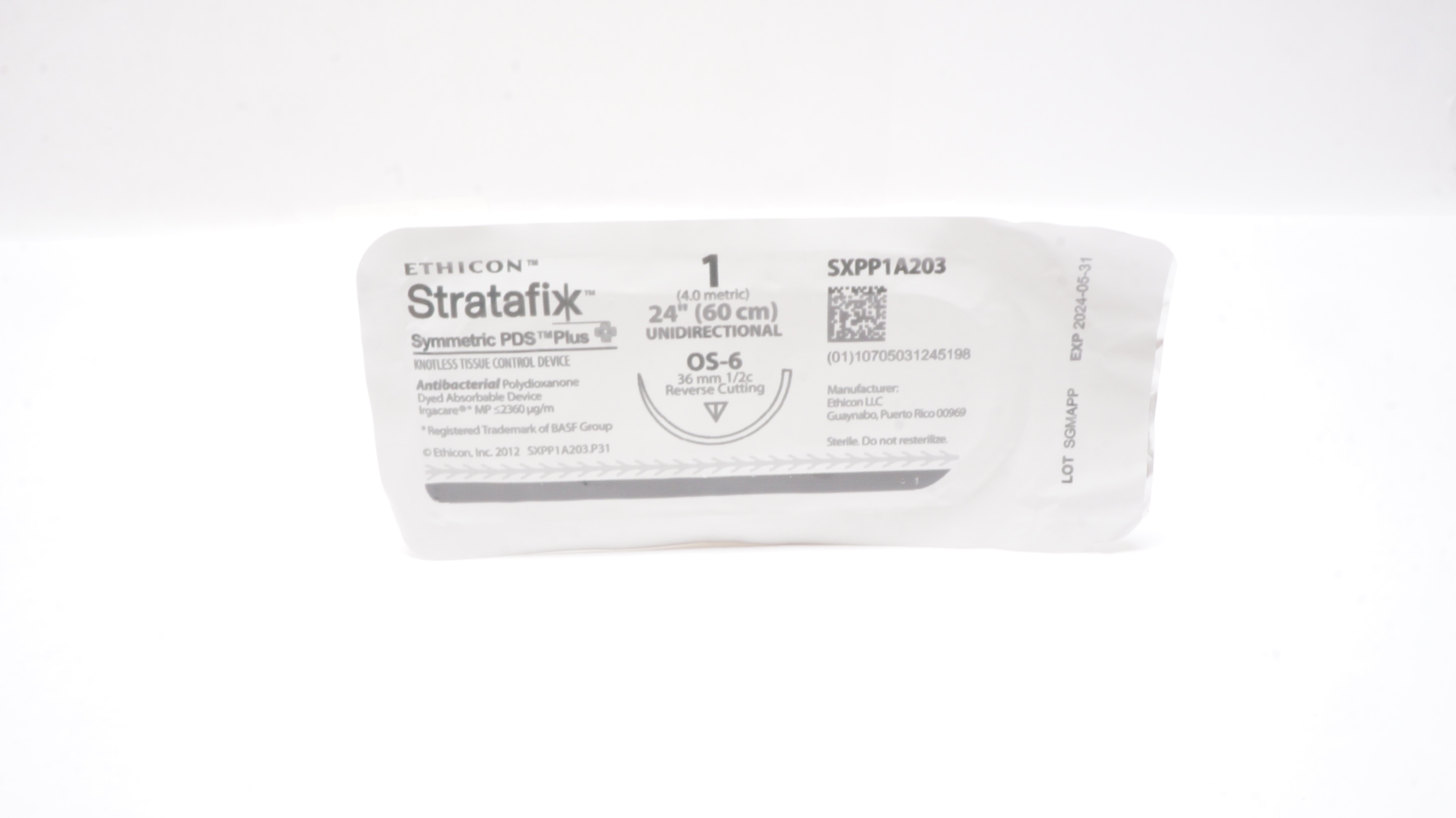 Ethicon SXPP1A203 1 Stratafix, OS-6, 36mm 1/2c Reverse Cutting, 24inch