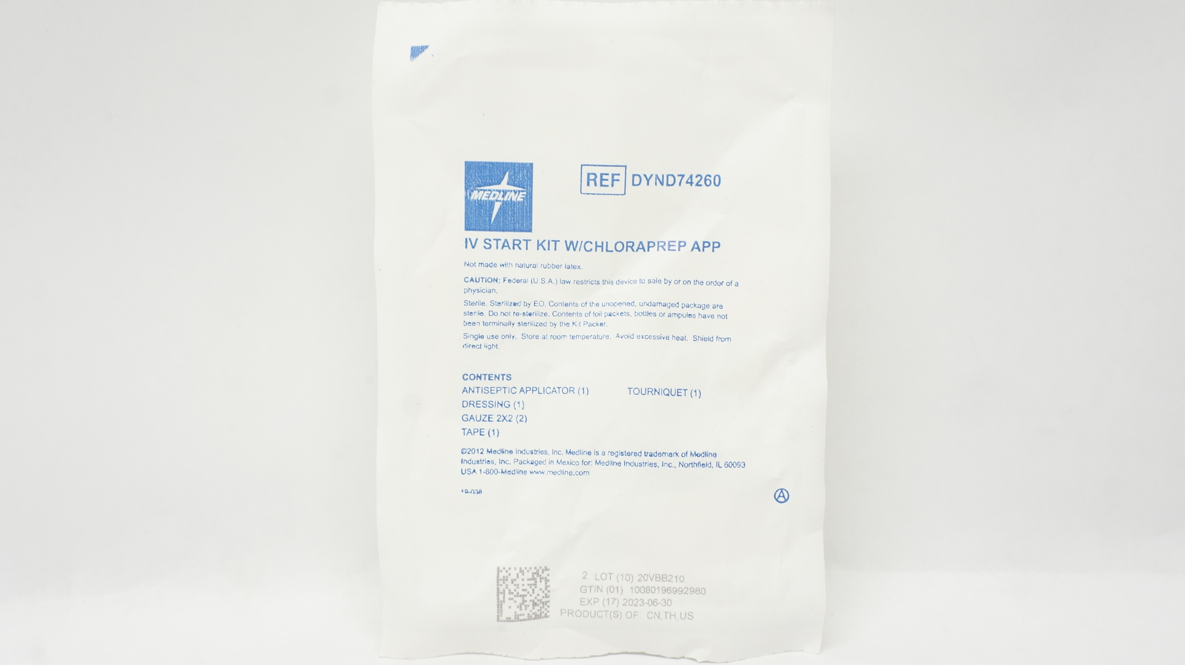 Medline DYND74260 IV Start Kit W/Chloraprep App