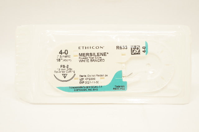 Ethicon R633 4-0 Mersilene FS-2 19mm 3/8c Reverse Cutting, 18inch (x)