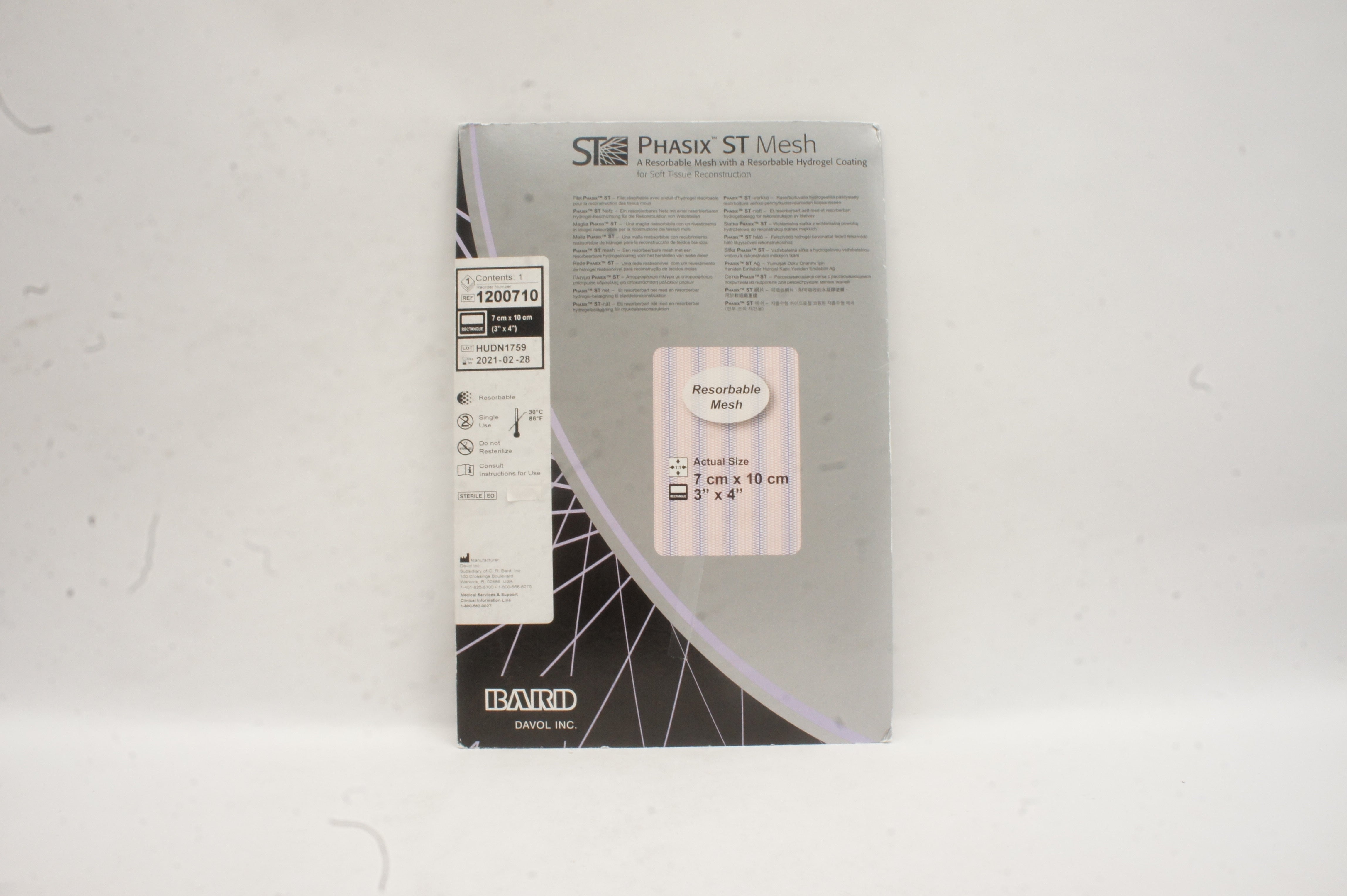Bard 1200710 Phasix ST Mesh Resorbable Mesh 3inch x 4inch (x)