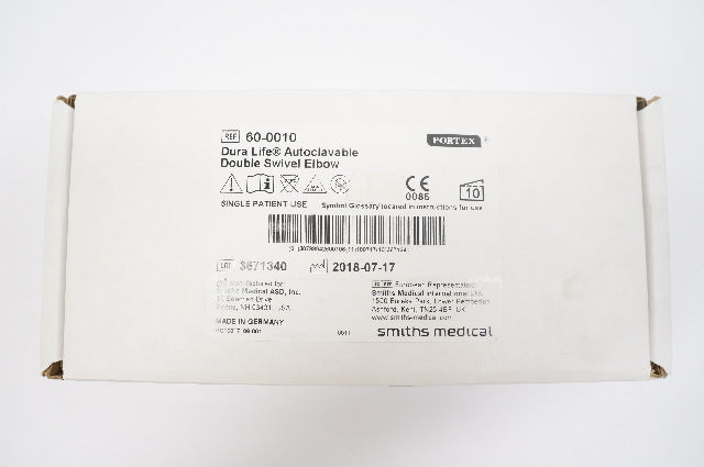 Smiths Medical 60-0010 Dura Life Autoclavable Double Swivel Elbow - Box of 10