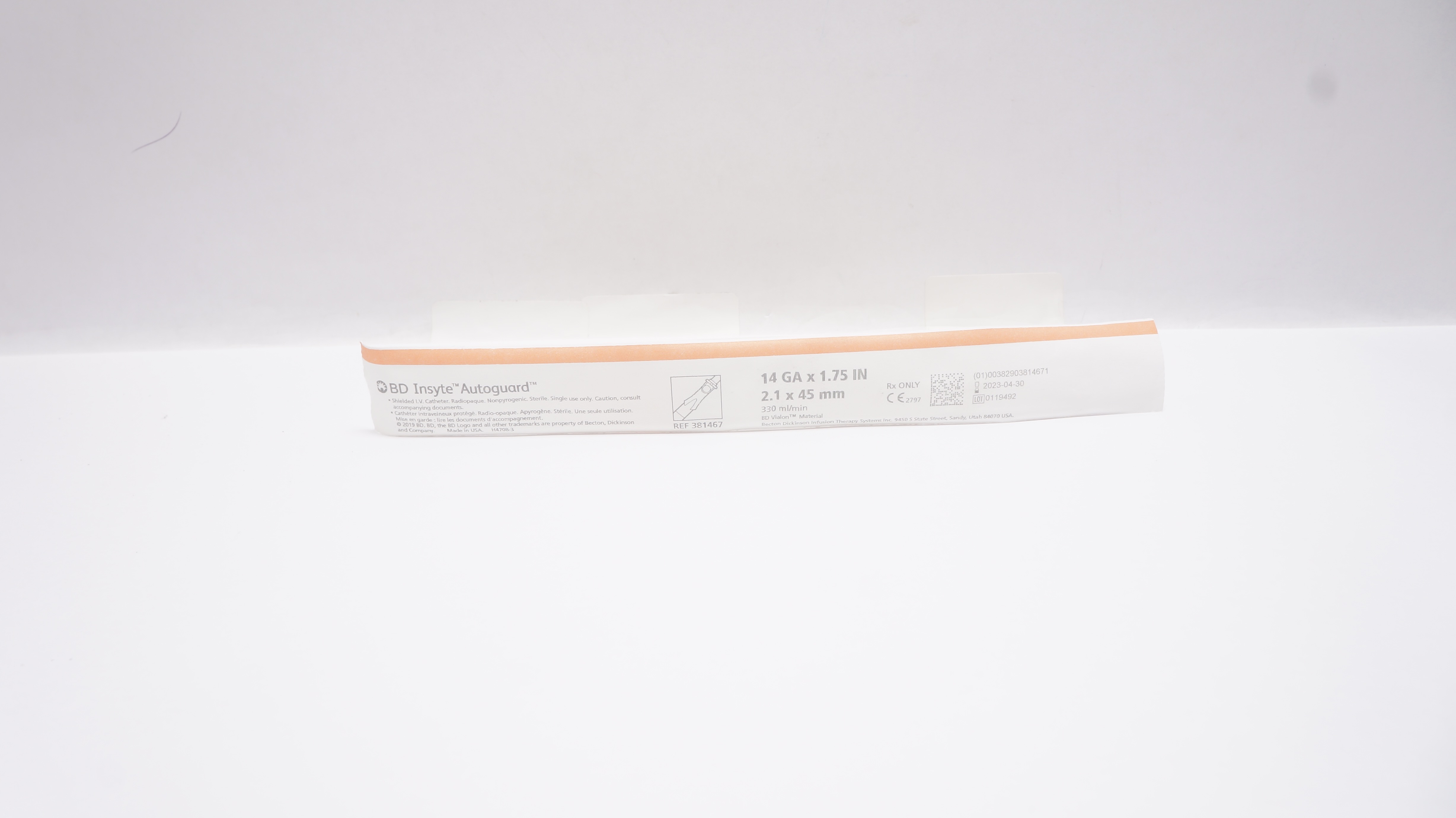 BD 381467 Insyte Autoguard Shielded IV Cath. 14GA x 1.75inch 330ml/min (x)
