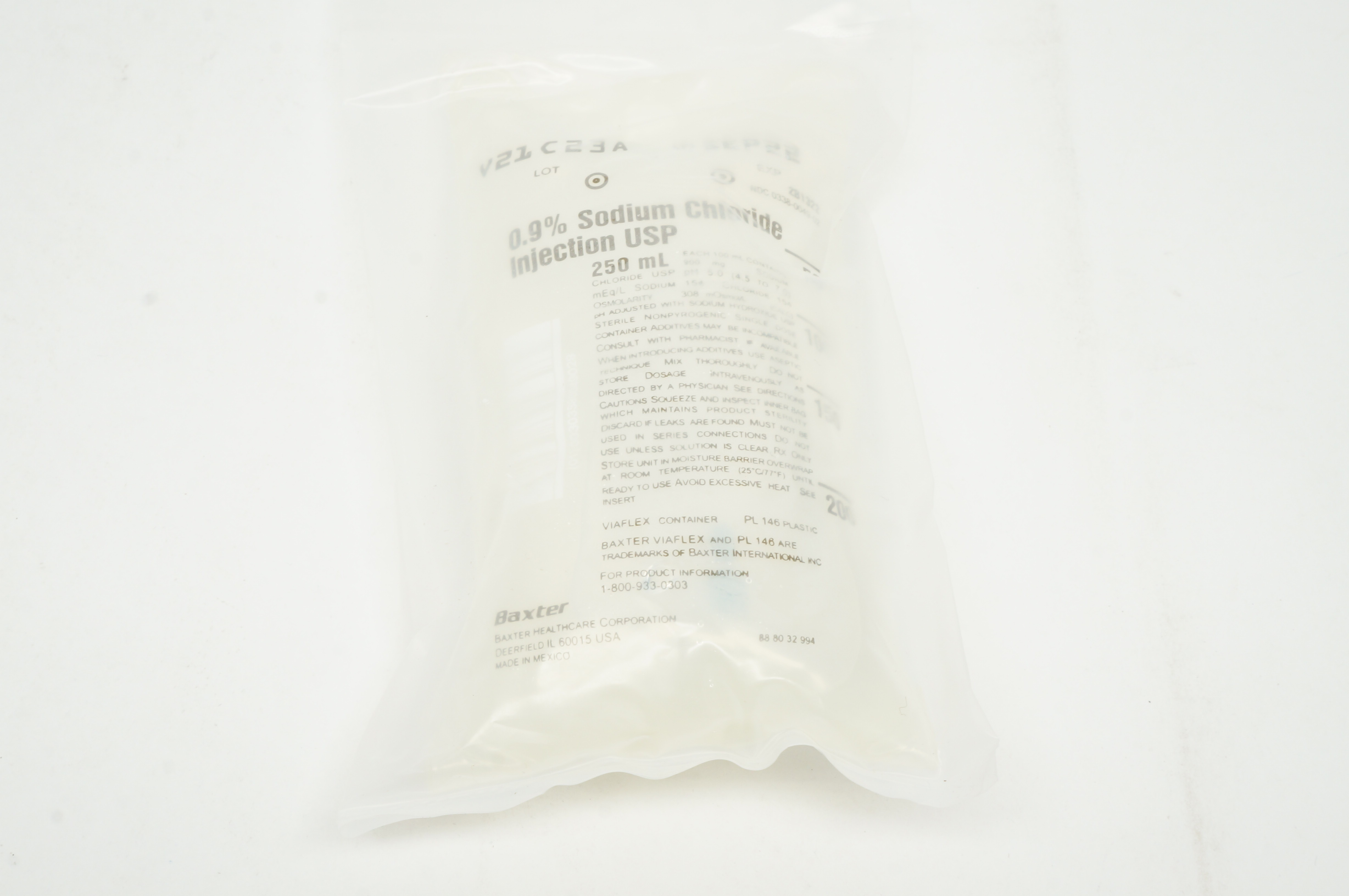 Baxter 2B1322 0.9% Sodium Chloride Injection USP 250mL