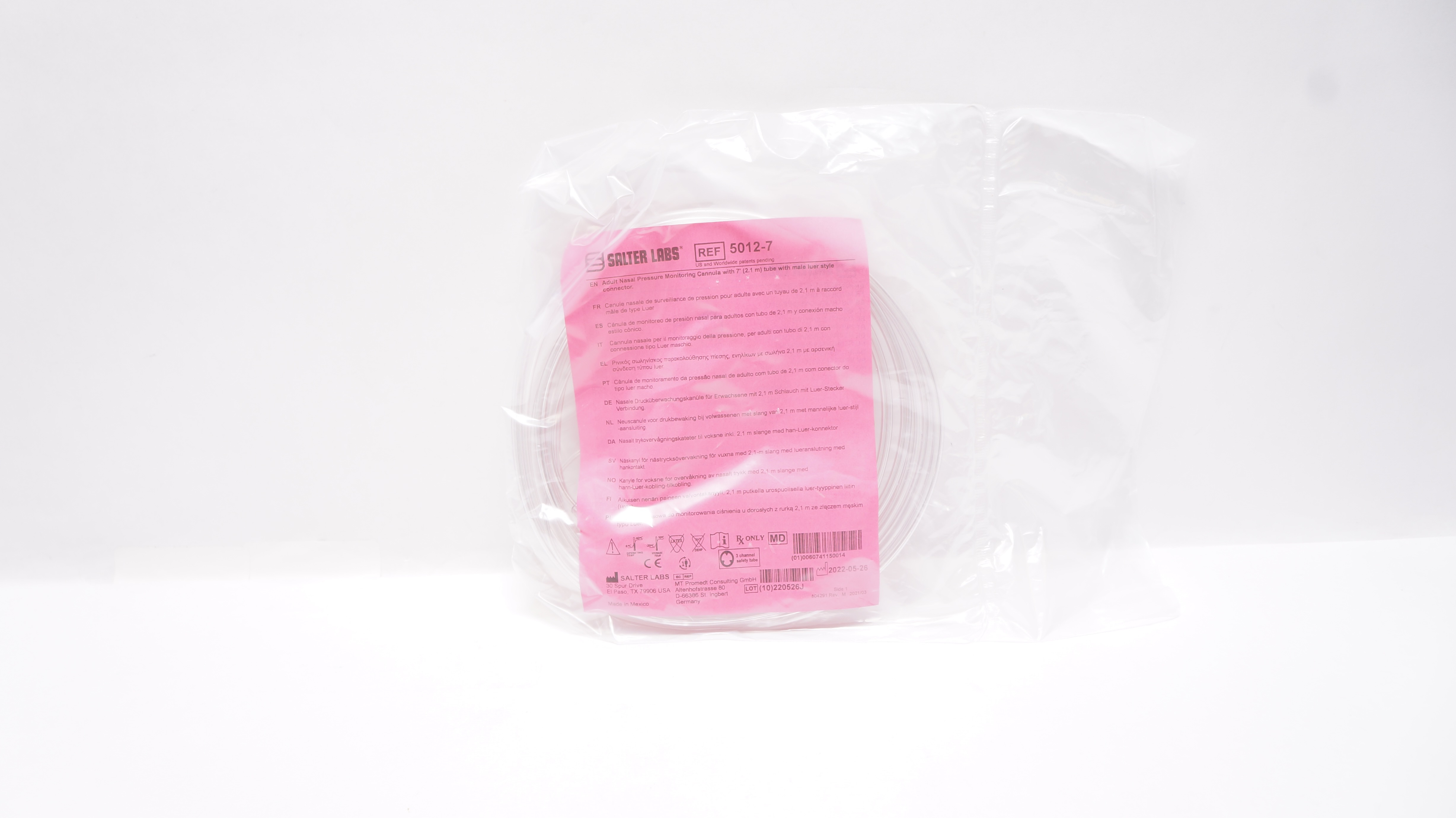 Salter Labs 50127 Adult Nasal Pressure Monitoring Cannula