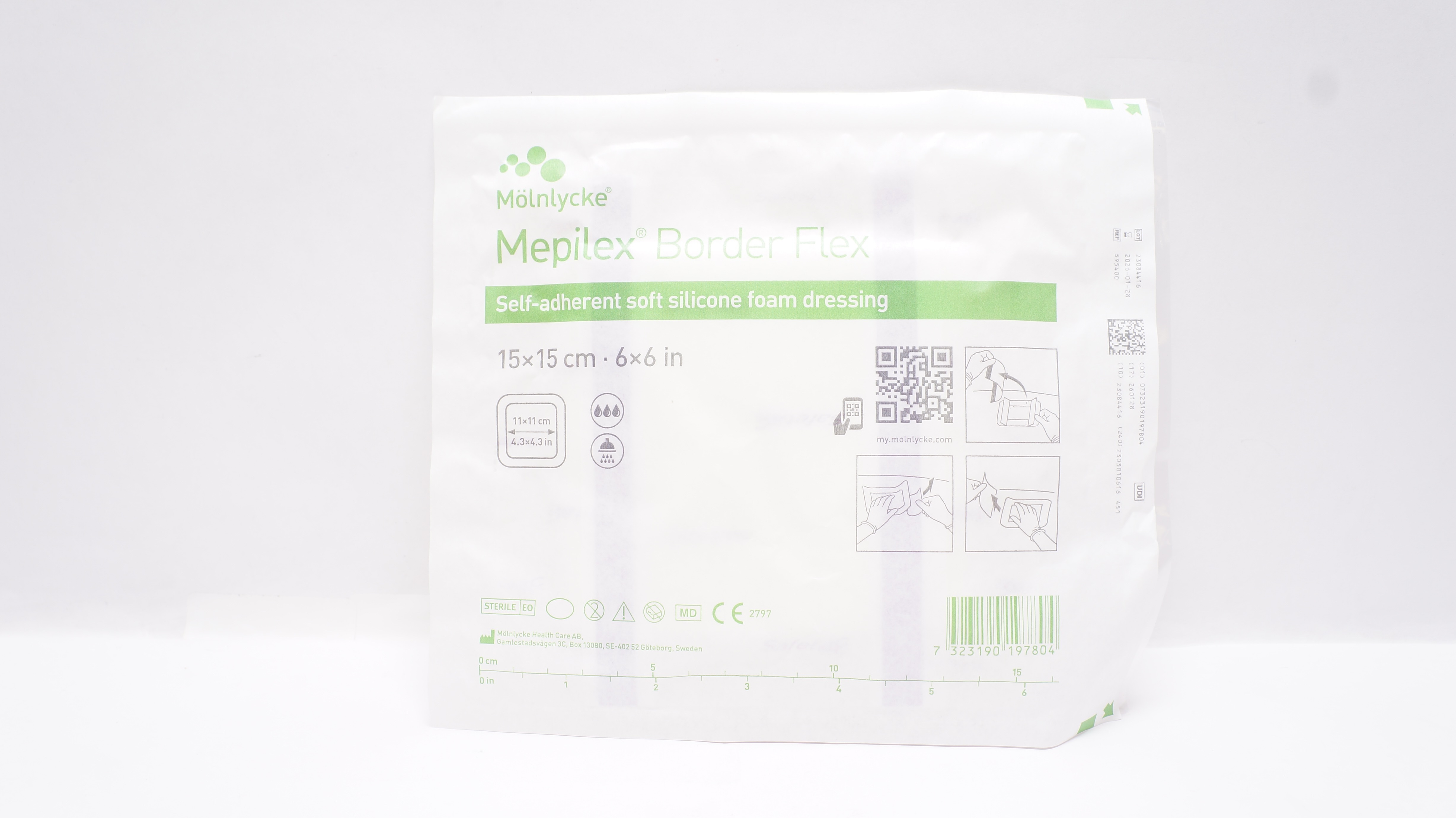 Molnlycke HealthCare 595400 Mepilex Border Flex Foam Dressing 6inch x 6inch