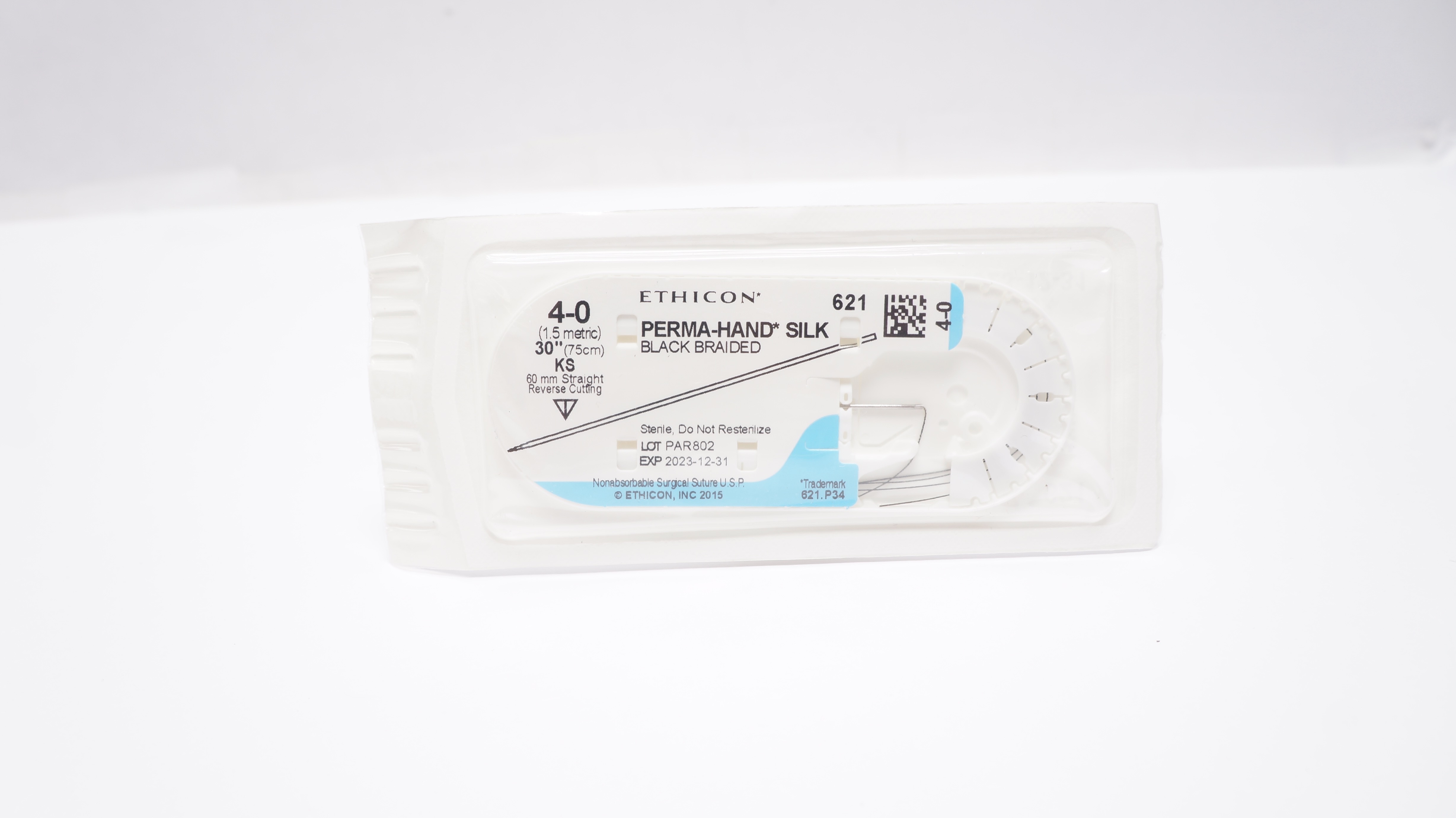 Ethicon 621 4-0 Perma-Hand Silk Stre KS 60mm Straight Reverse Cutting 30inch (x)