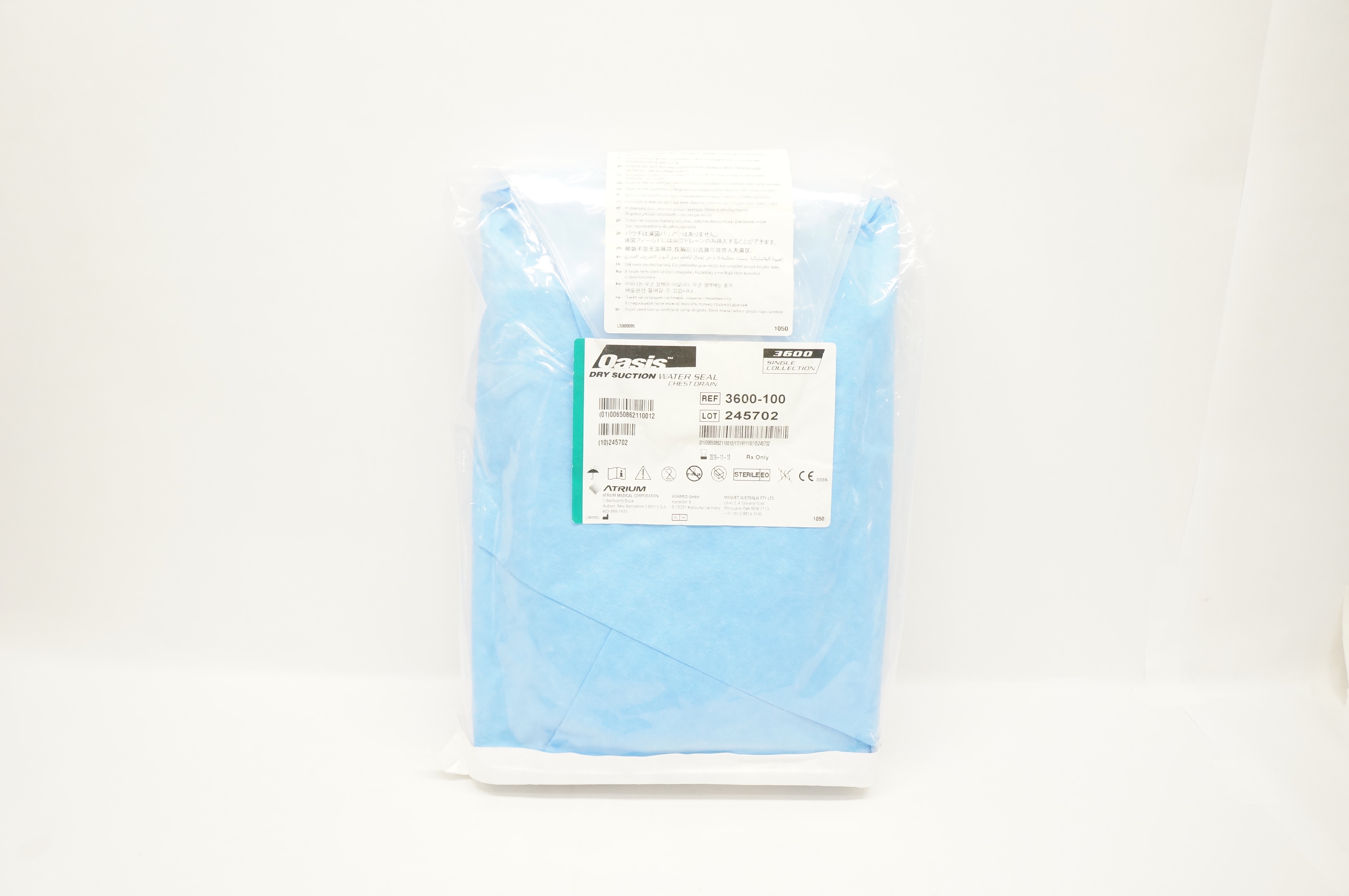 Atrium 3600-100 Oasis Dry Suction Water Seal Chest Drain (x)