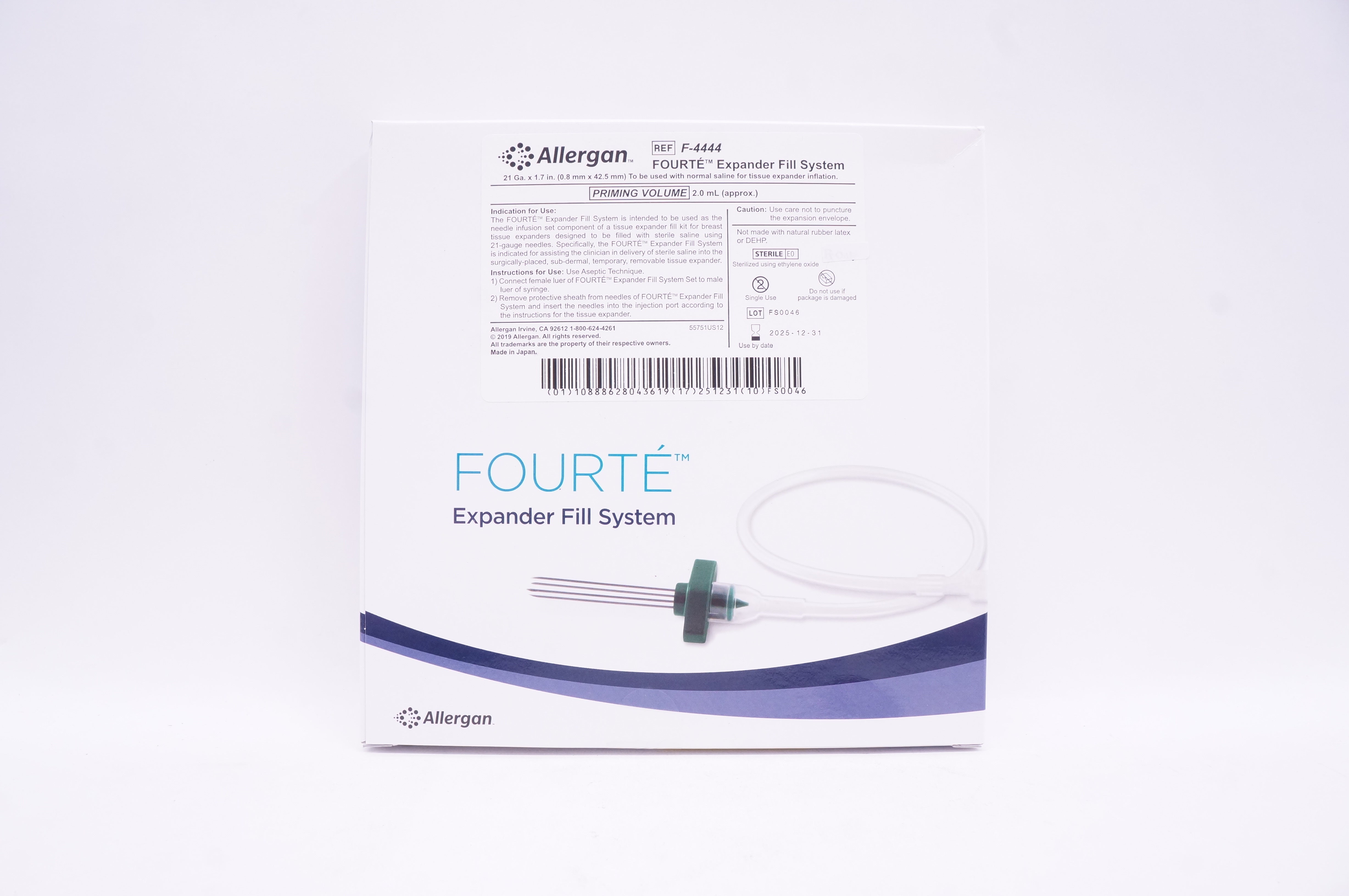 Allergan F4444 Fourte Expander Fill System 21 Ga x 1.7 inch Priming