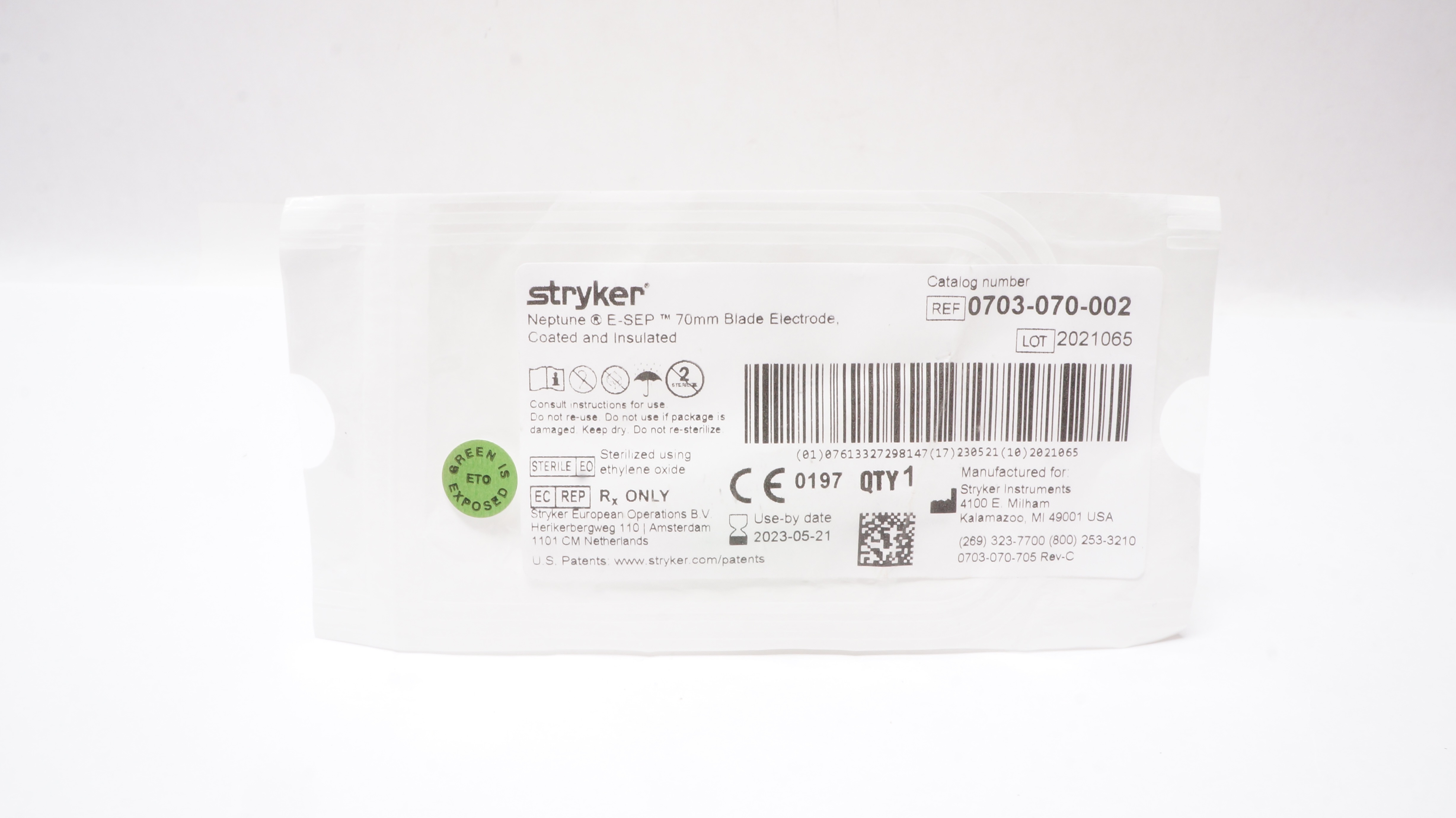 Stryker 0703-070-002 Neptune E-SEP 70mm Blade Electrode Coated & Insulated (x)