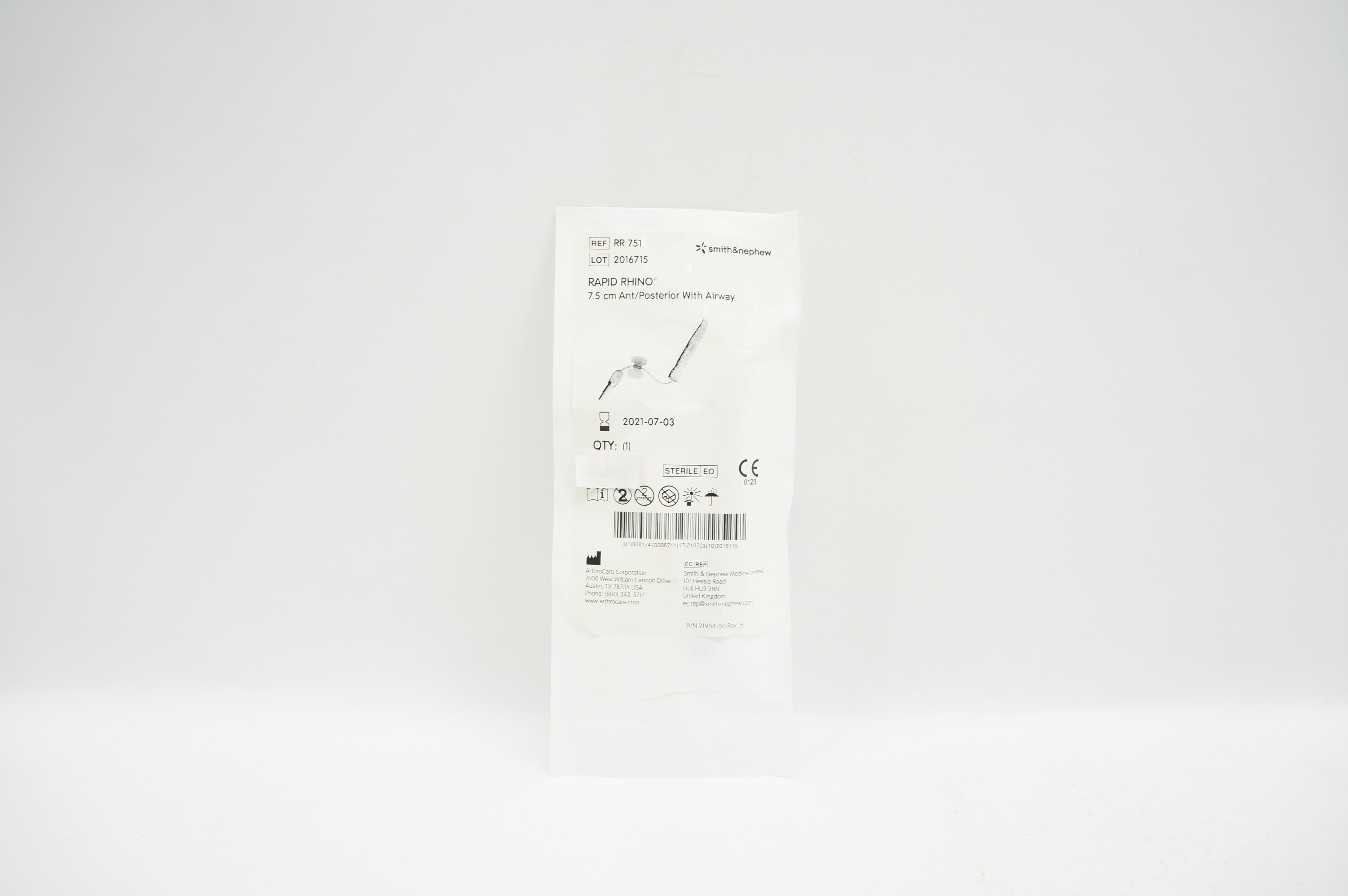 Smith&Nephew RR751 Rapid Rhino 7.5cm Ant/Posterior With Airway (x)