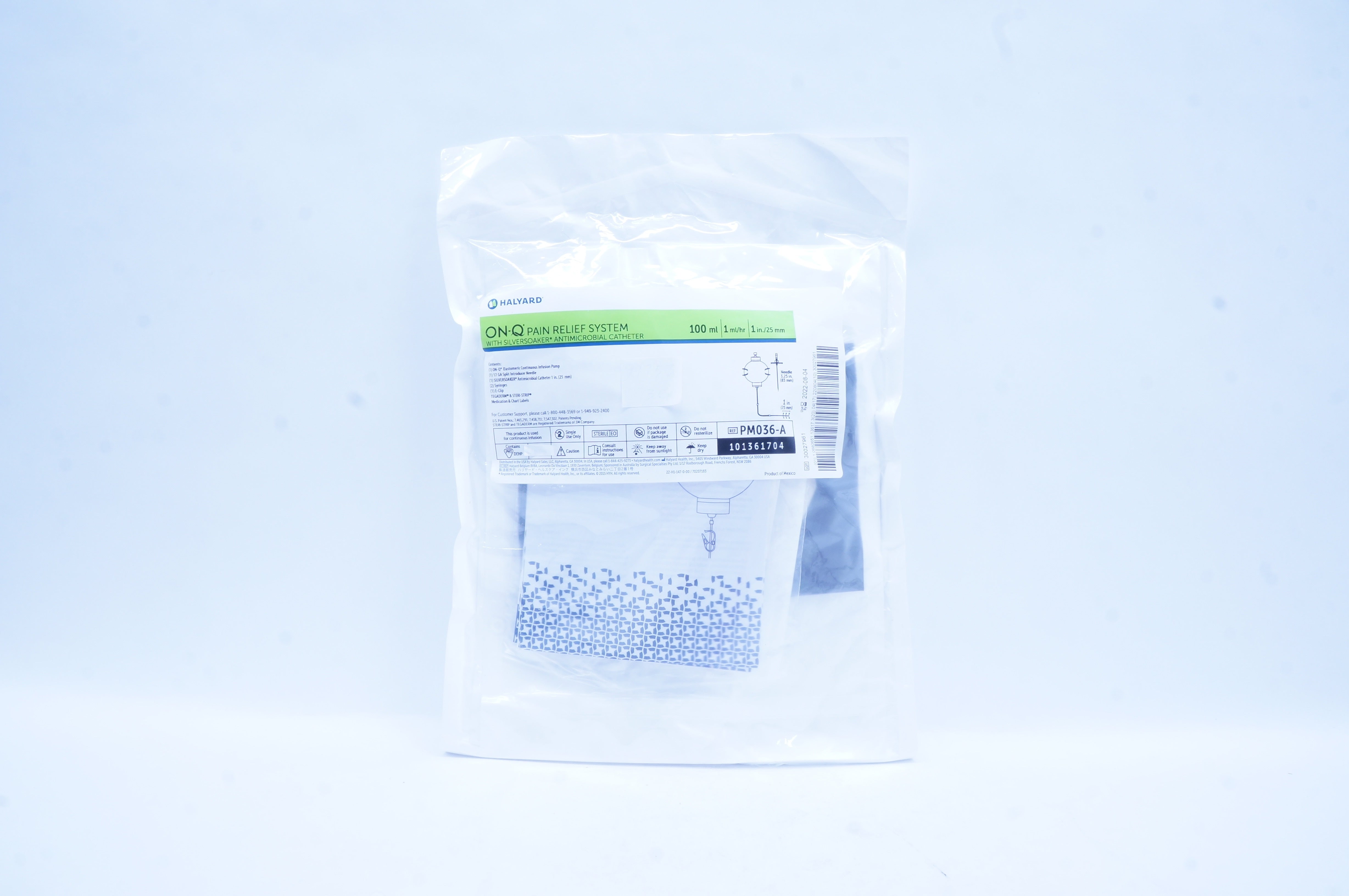Halyard PM036-A On-Q Pain Relief System W/Antimicrobial Cath. 100ml x 1 inch