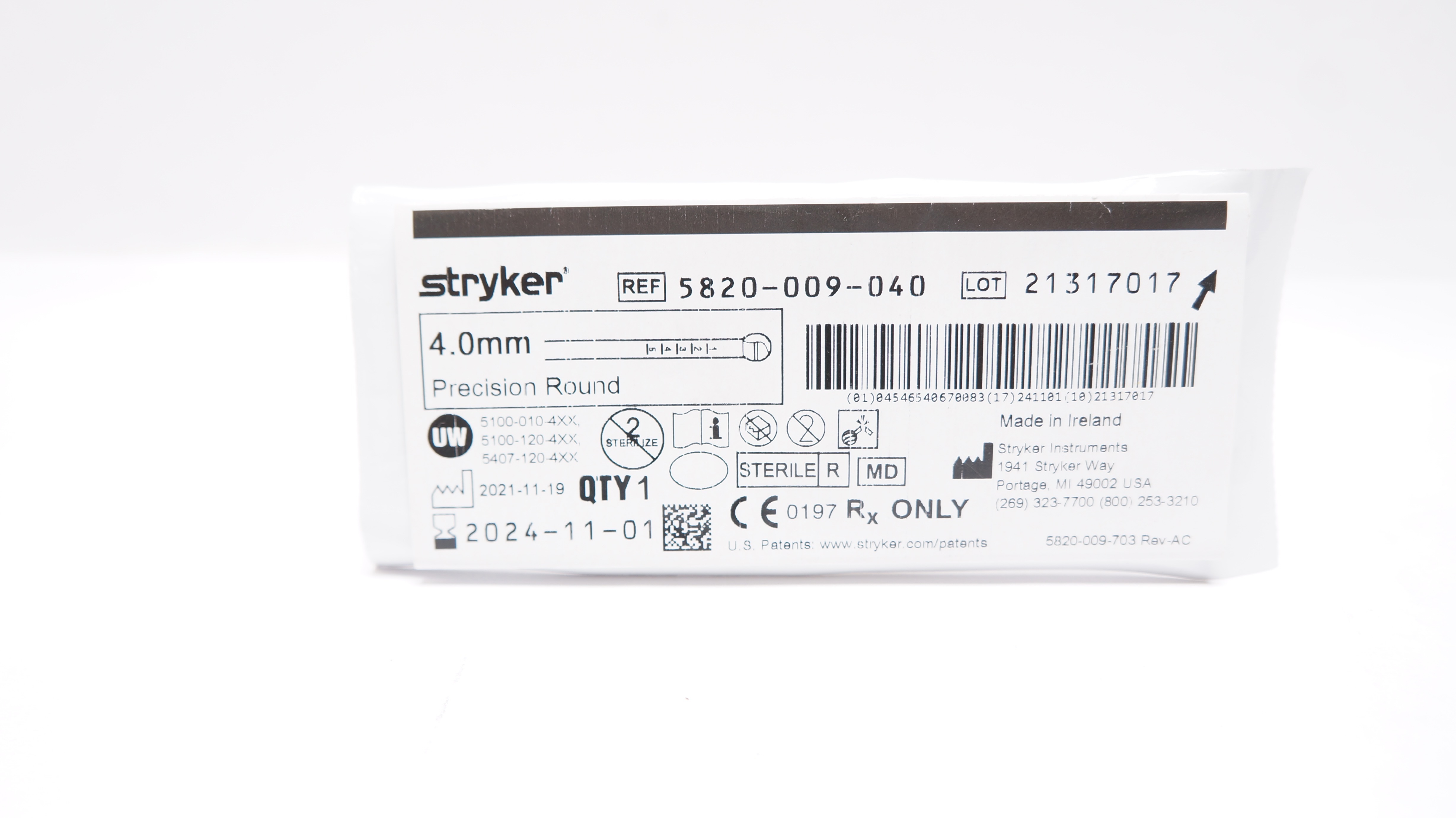 Stryker 5820-009-040 Precision Round 4.0mm