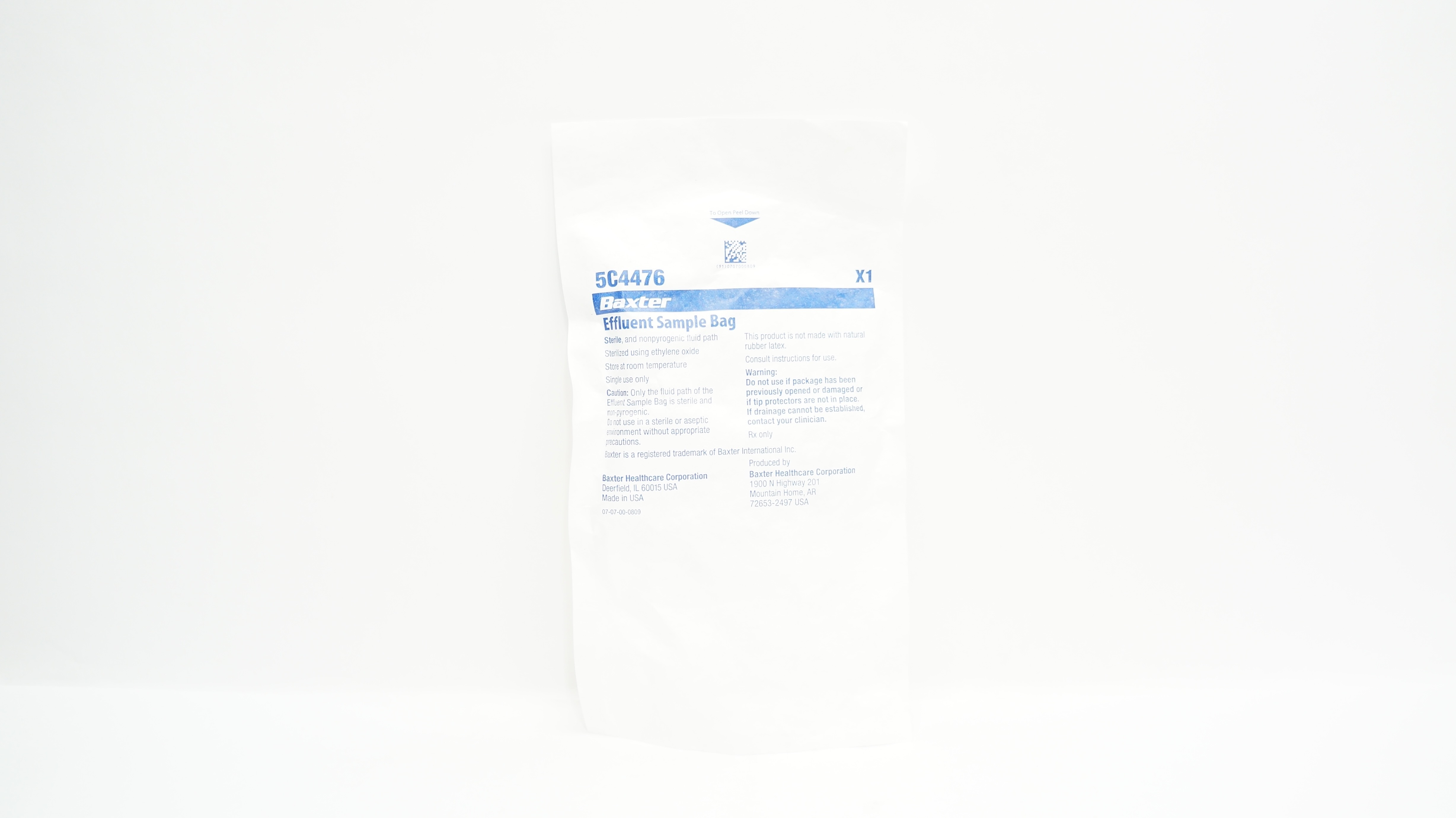 Baxter 5C4476 Effluent Sample Bag